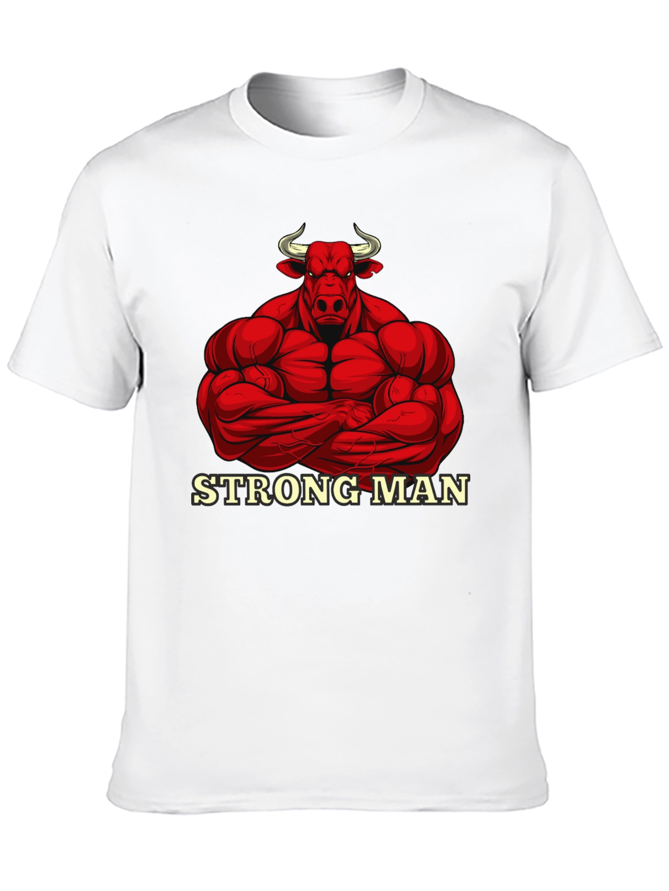 Strong Man Bull Graphic Black T-Shirt