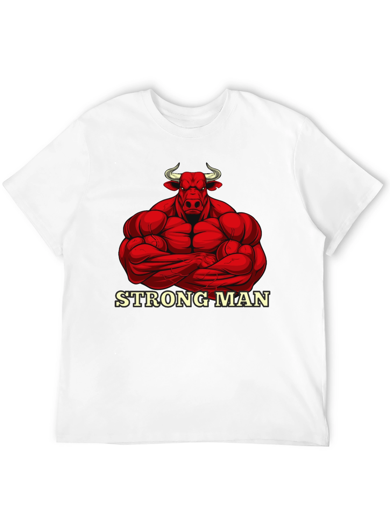 Strong Man Bull Graphic Black T-Shirt