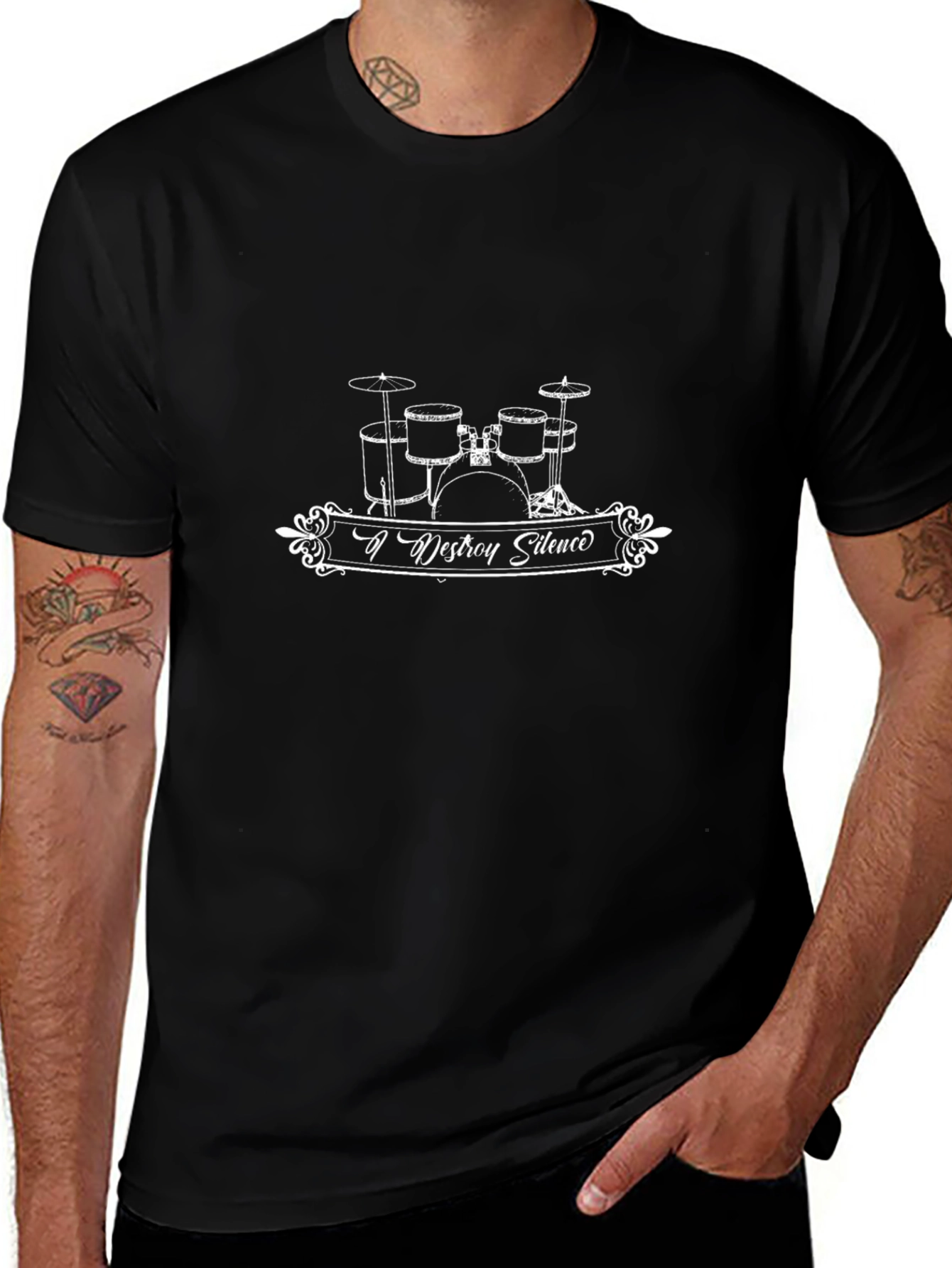 Destroy Silence Drum Set Graphic Tee - Black