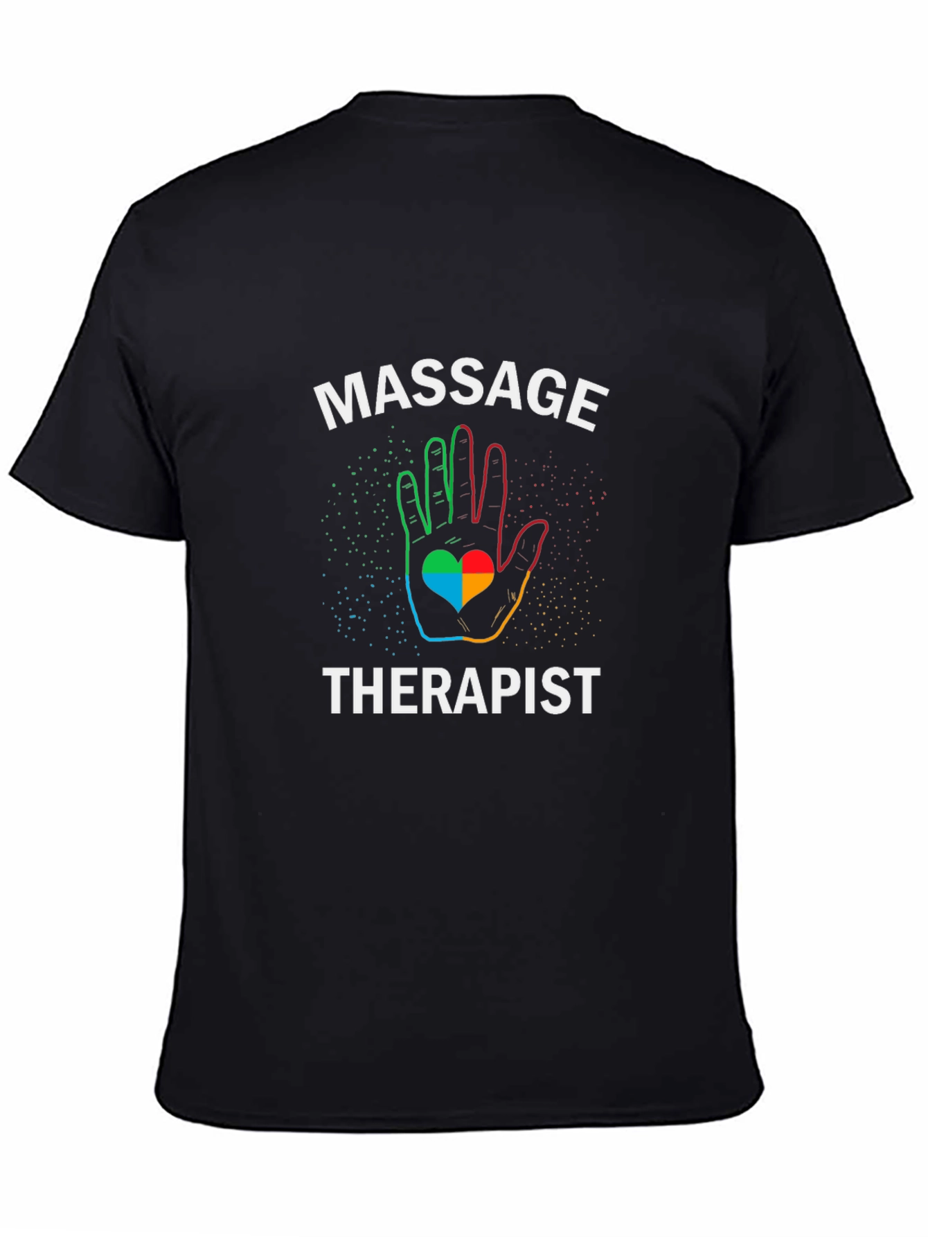 Massage Therapist T-Shirt Rainbow Hand Heart