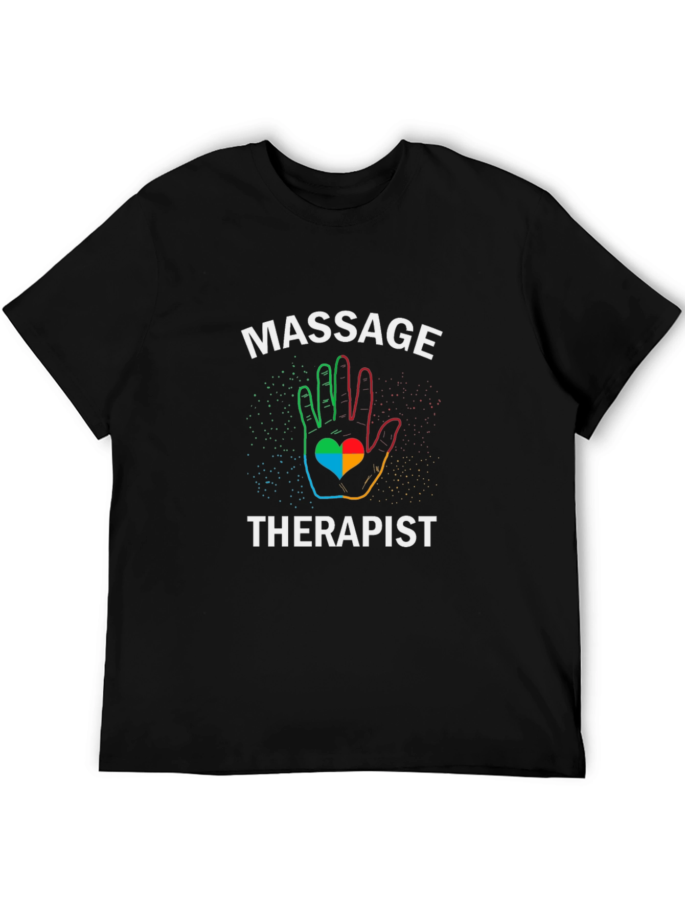 Massage Therapist T-Shirt Rainbow Hand Heart