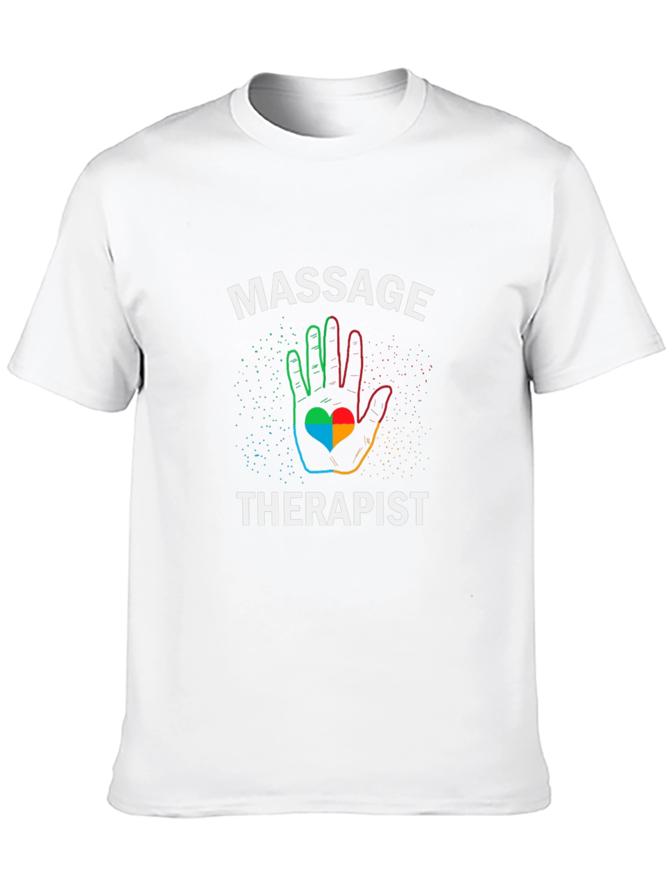 Massage Therapist T-Shirt Rainbow Hand Heart