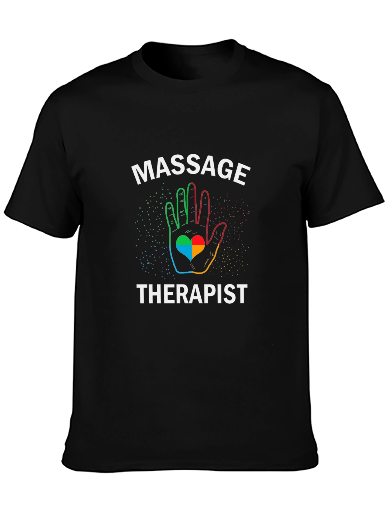 Massage Therapist T-Shirt Rainbow Hand Heart