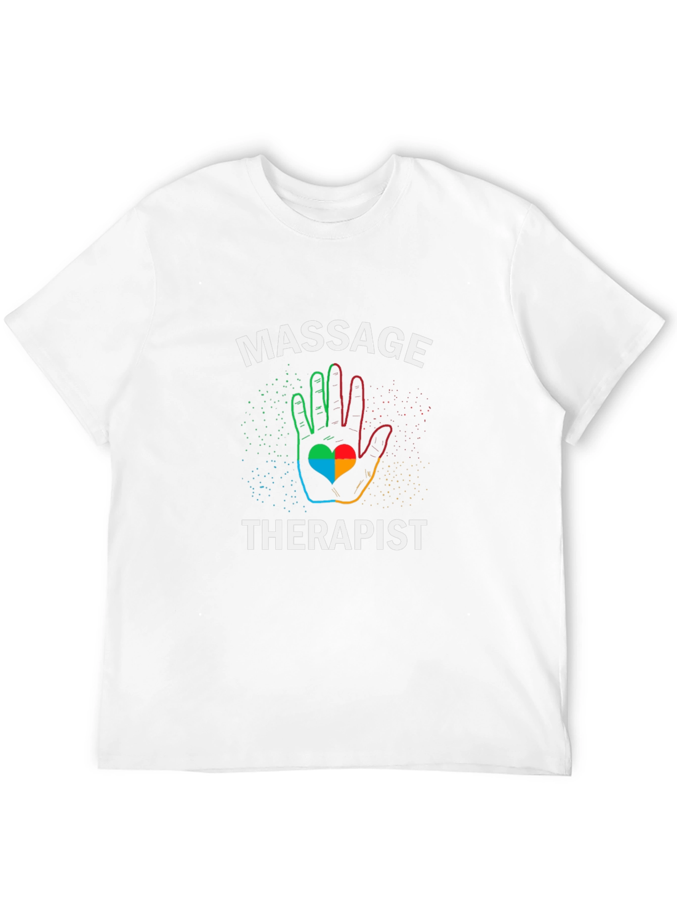 Massage Therapist T-Shirt Rainbow Hand Heart