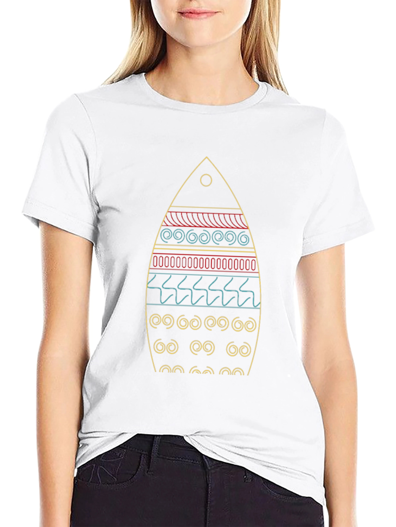 Surfboard Graphic Tee - Black Cotton Casual Shirt