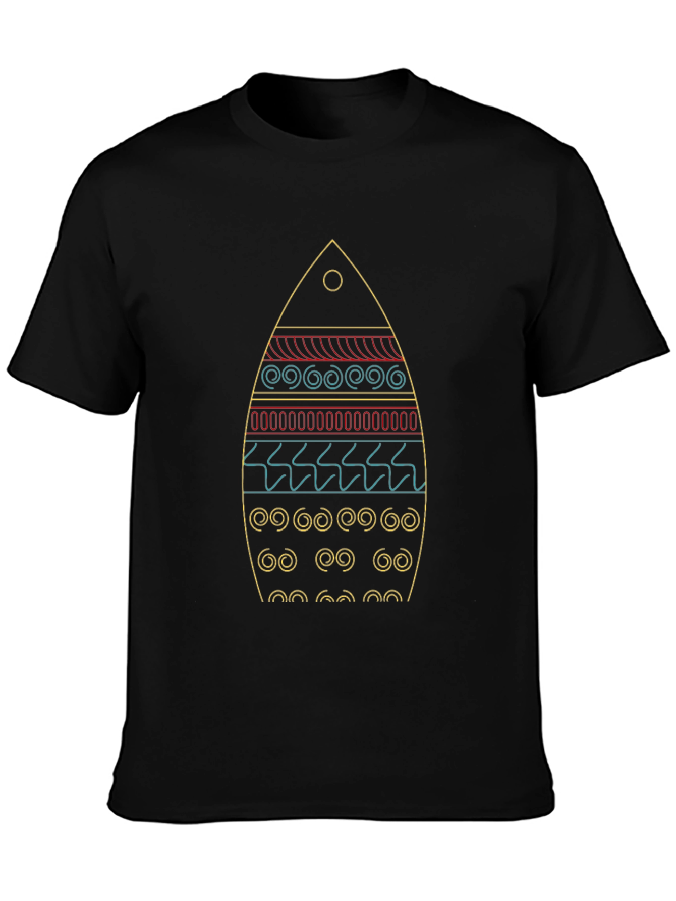 Surfboard Graphic Tee - Black Cotton Casual Shirt