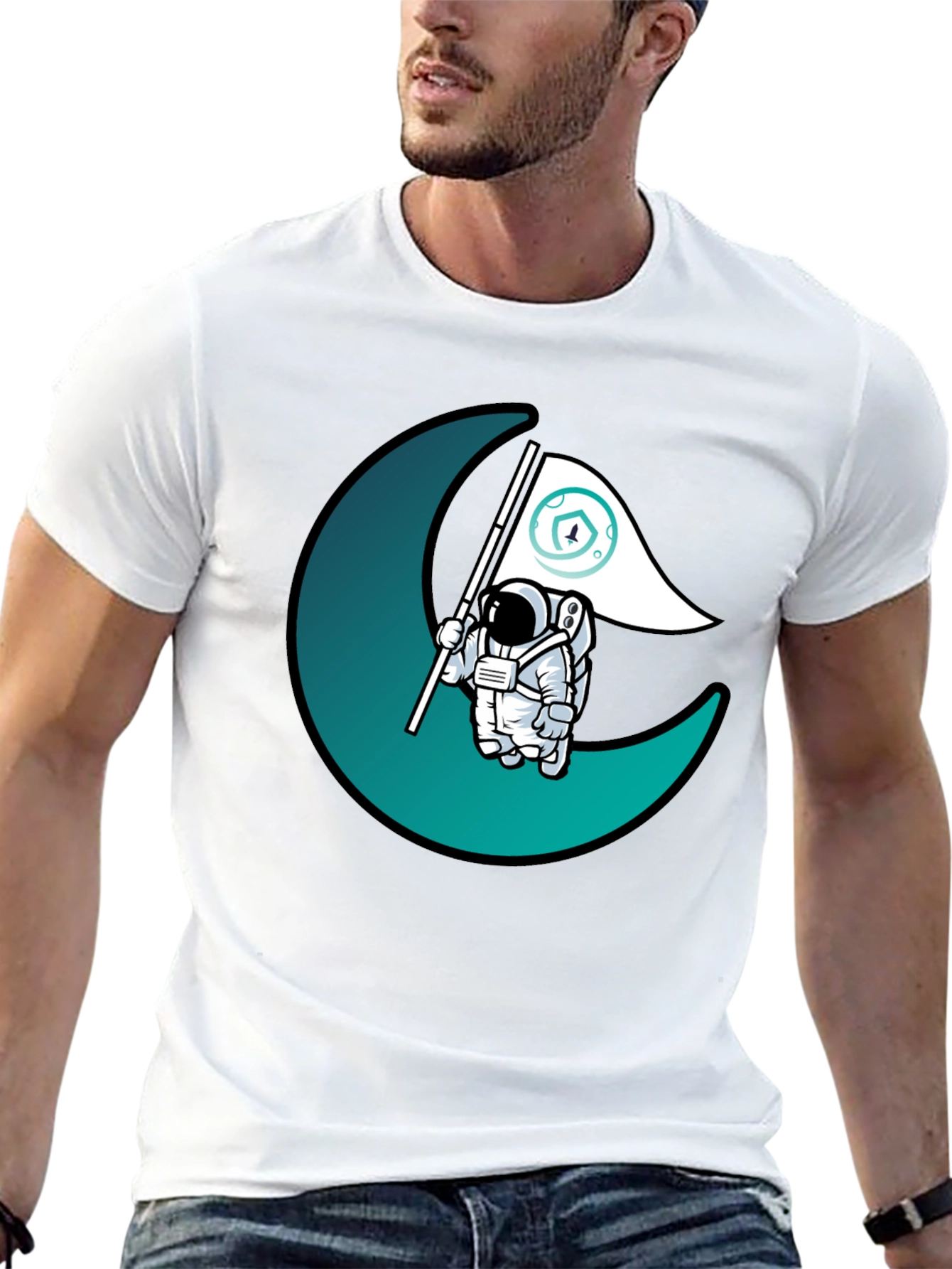 Astronaut Moon Landing Graphic T-Shirt