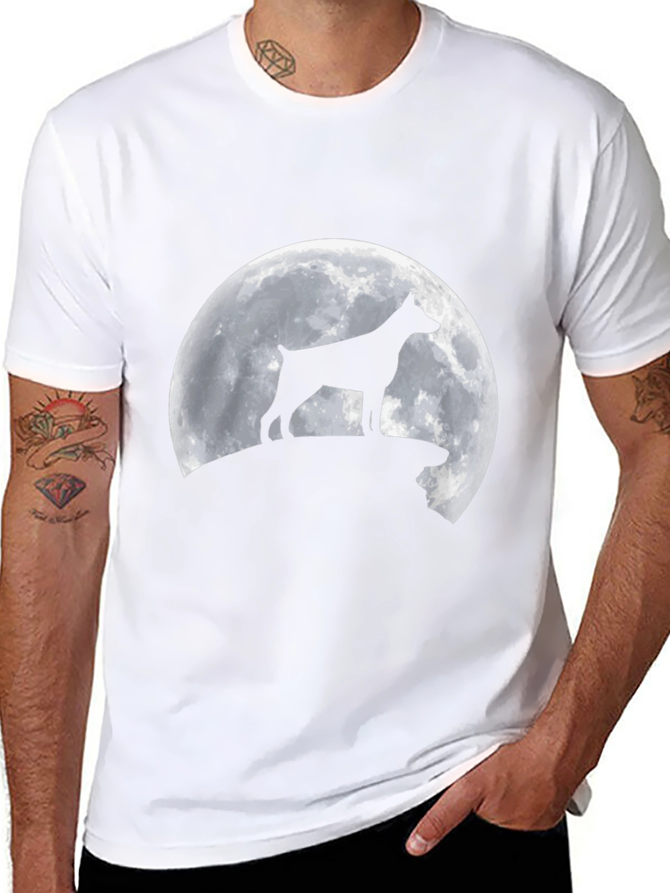 Dog Silhouette Moon T-Shirt