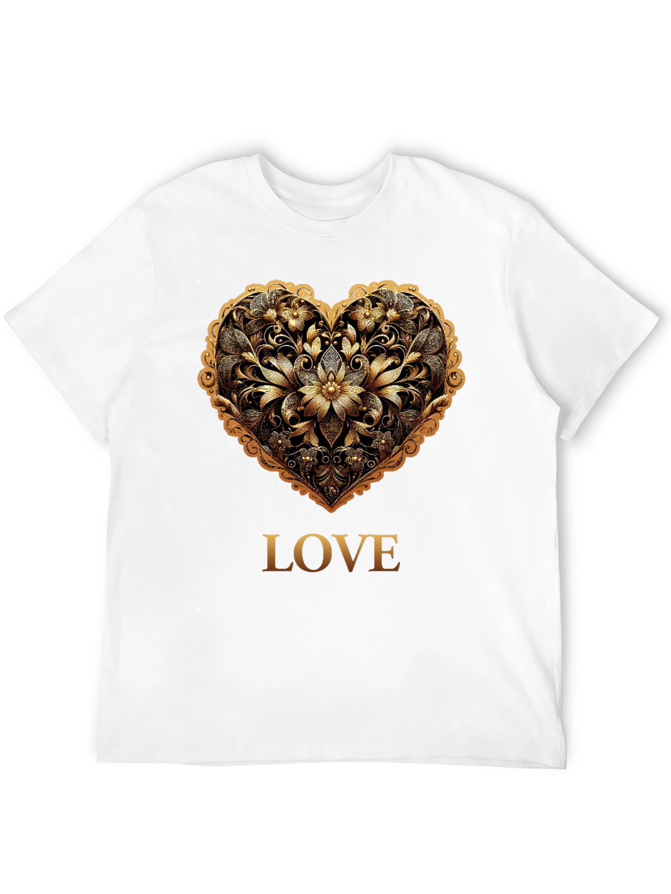 Golden Heart Love Tee - Stylish Graphic T-Shirt