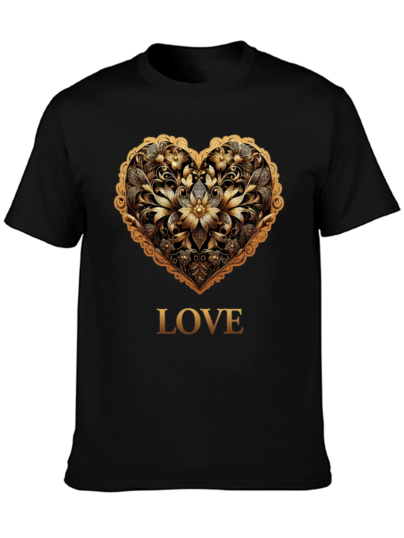 Golden Heart Love Tee - Stylish Graphic T-Shirt