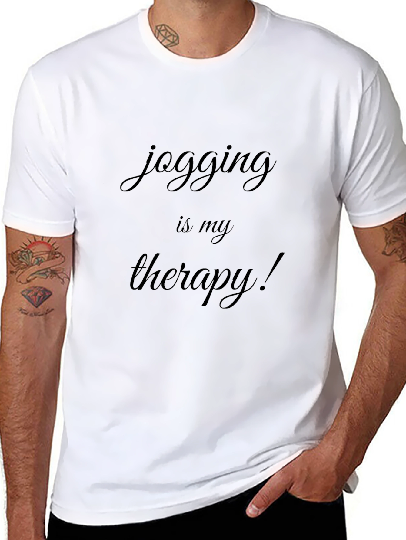 Jogging is My Therapy Black T-Shirt