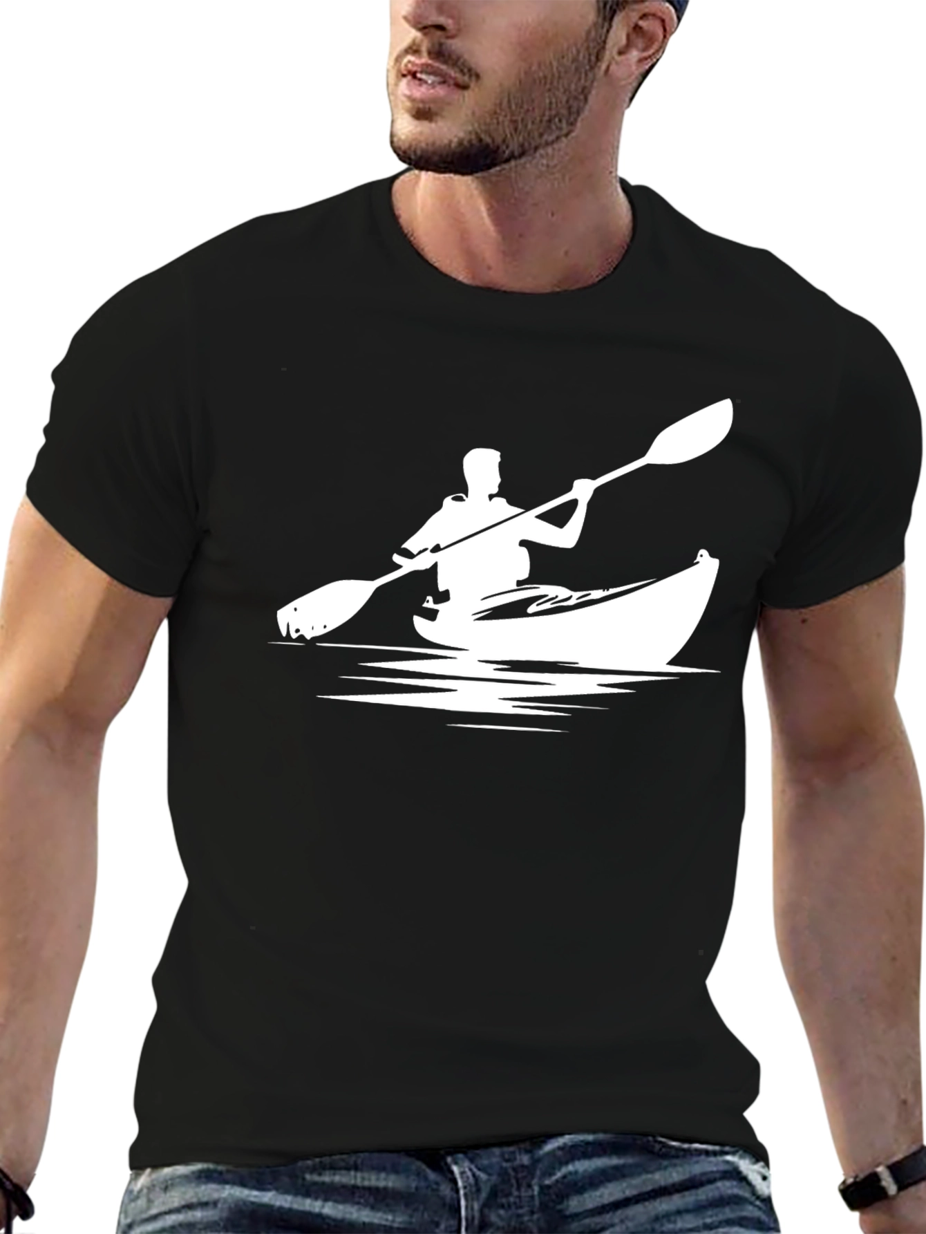 Kayaking Graphic Tee - Black Casual Shirt