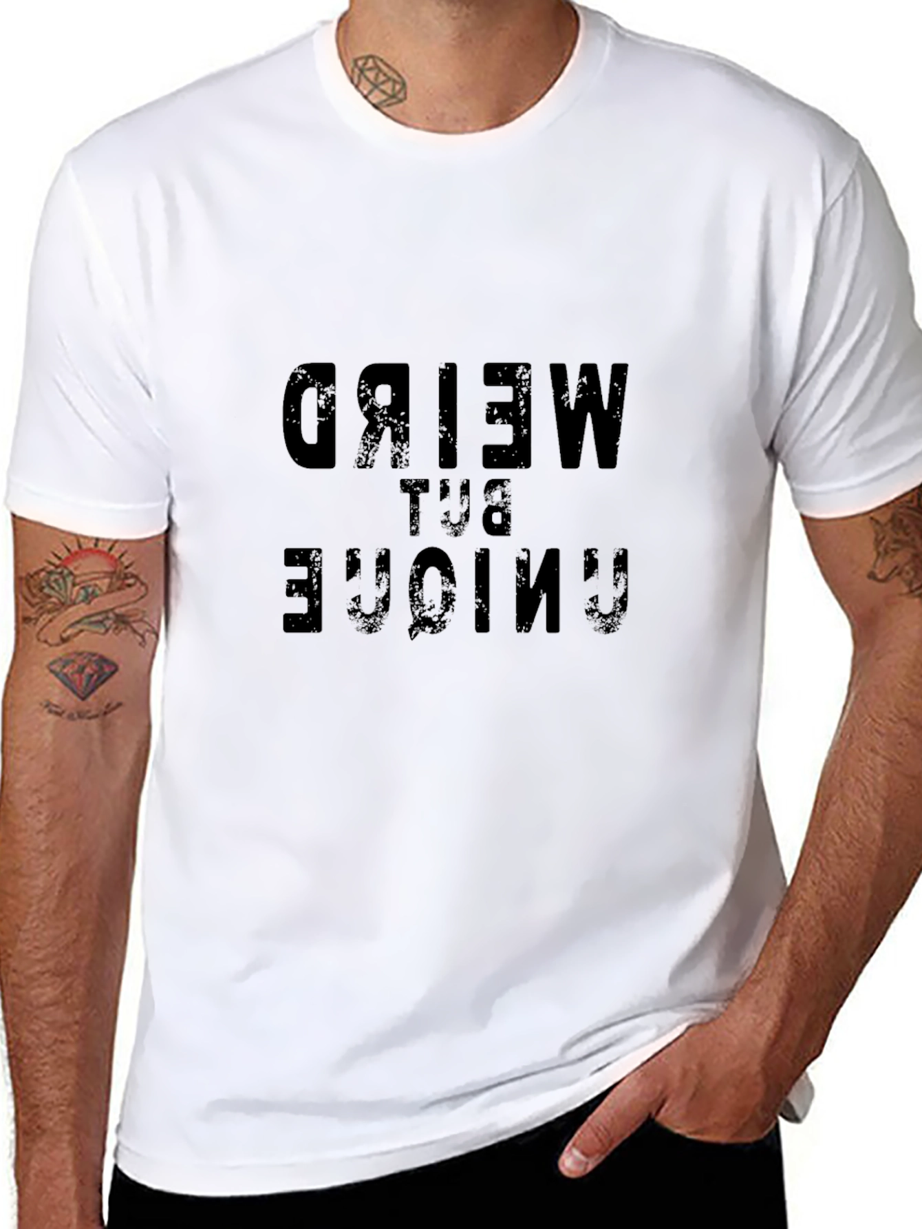 Weird But Unique Graphic Tee - Black Cotton T-Shirt