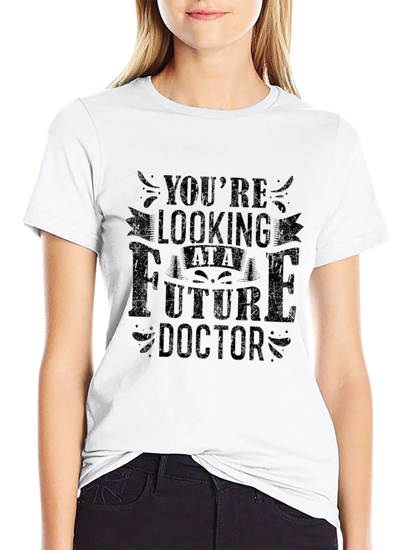 Future Doctor Graphic Tee - Black Crew Neck