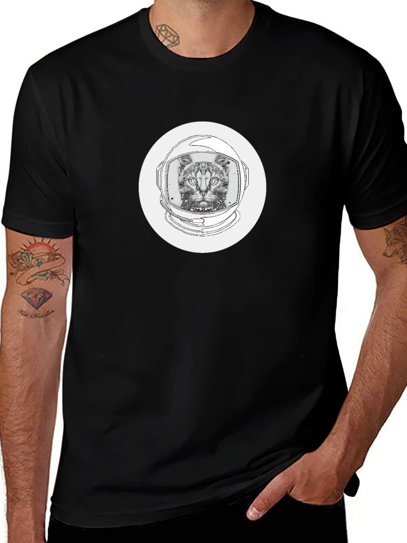 Cat Astronaut Graphic Tee - Cool Space Kitty Shirt