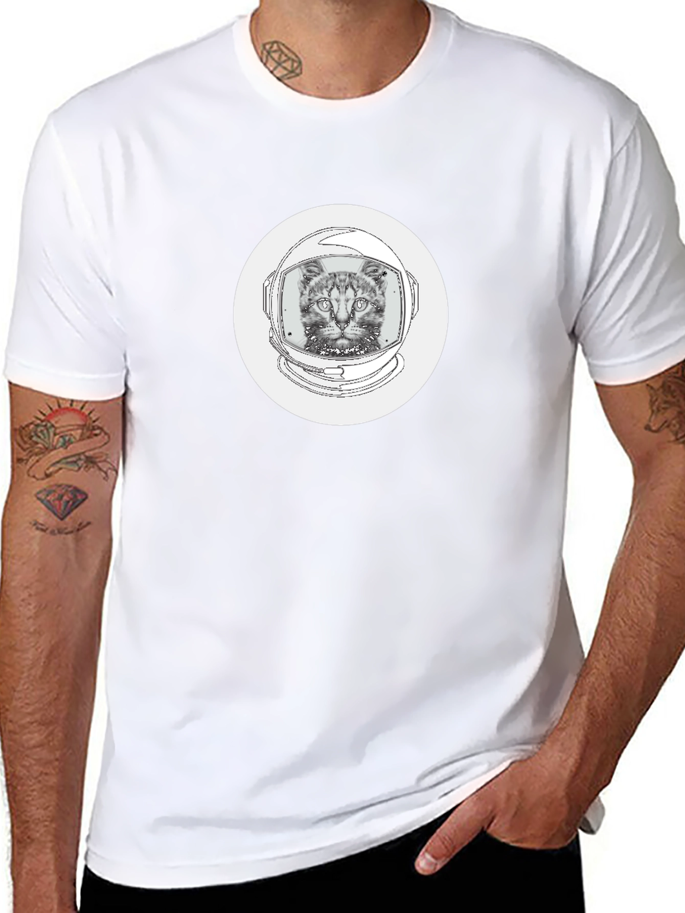 Cat Astronaut Graphic Tee - Cool Space Kitty Shirt