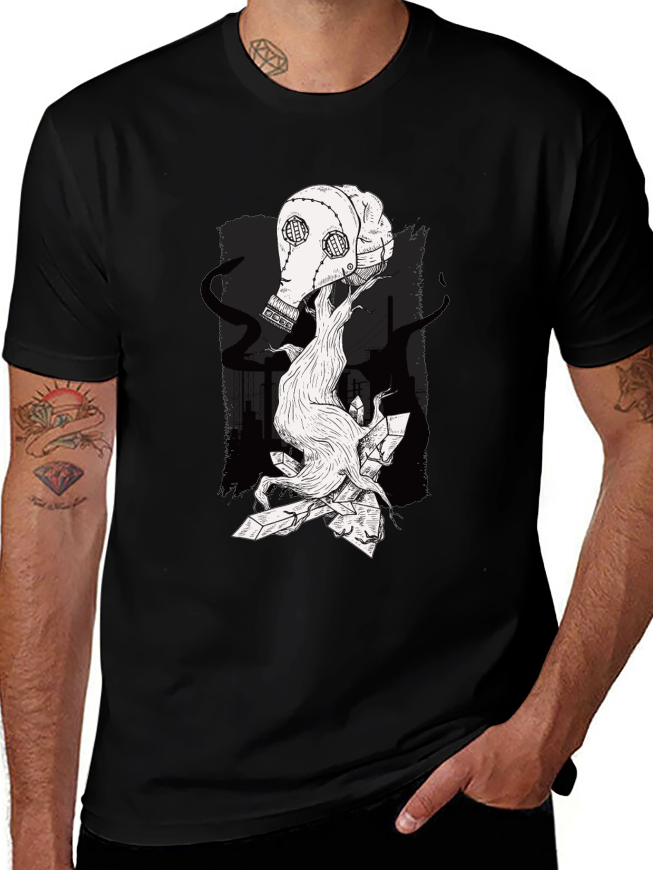 Surreal Gas Mask Graphic Tee