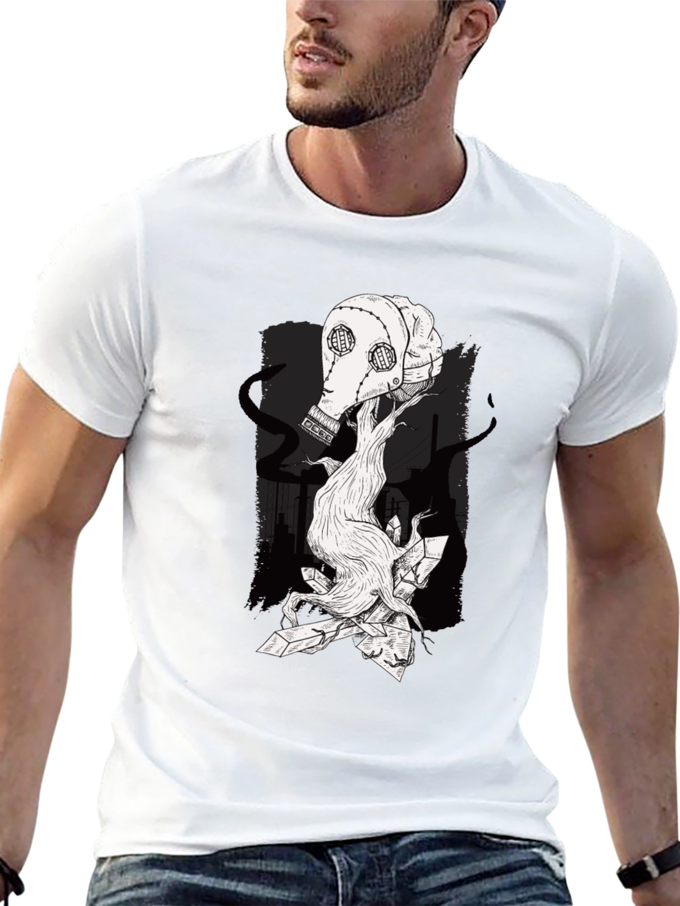 Surreal Gas Mask Graphic Tee