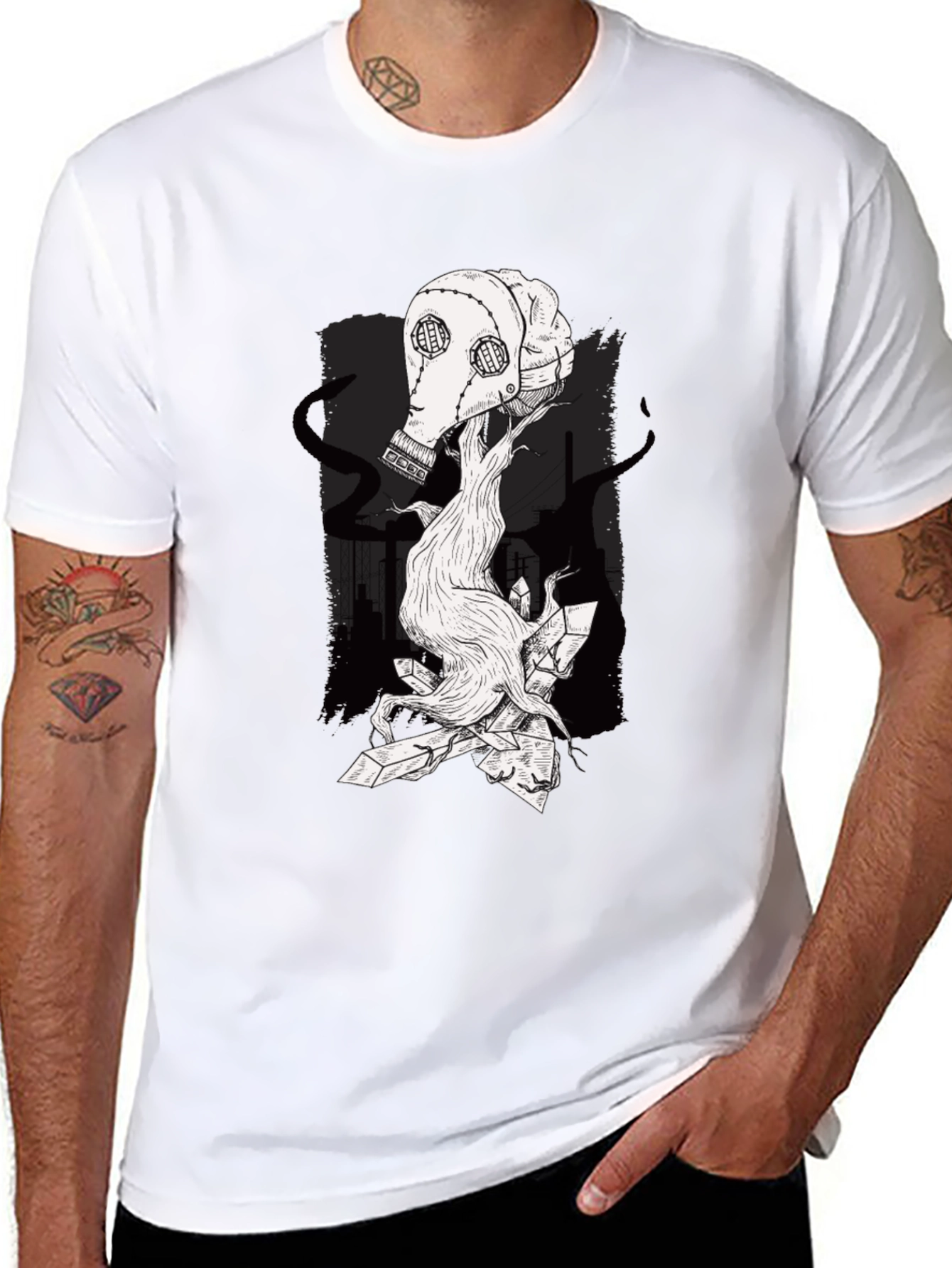 Surreal Gas Mask Graphic Tee