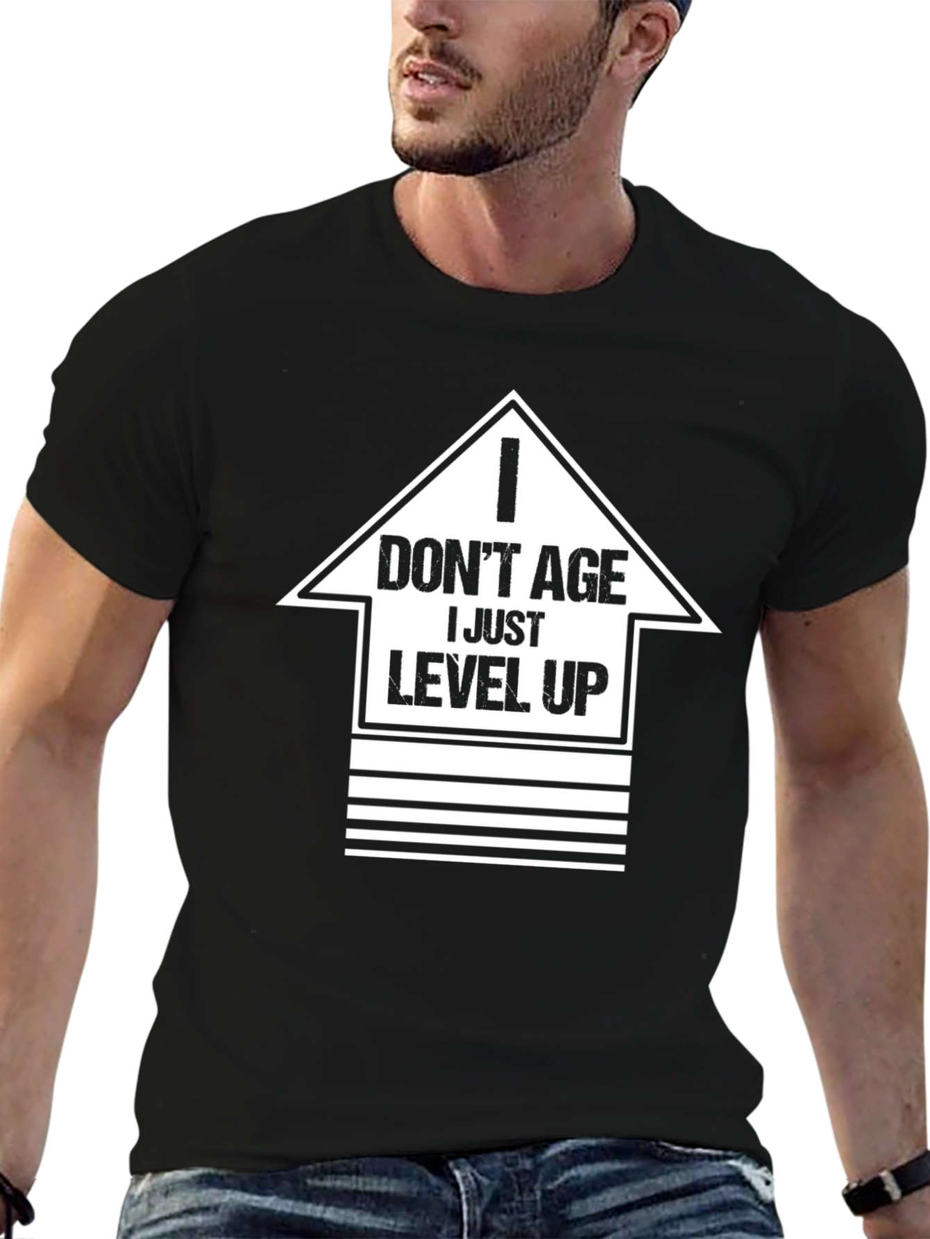 I Dont Age I Level Up Black T-Shirt