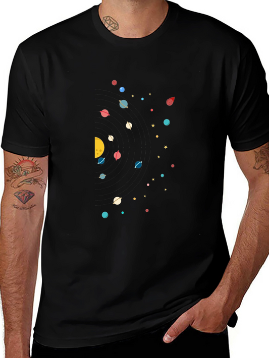 Cosmic Planet Graphic Tee - Black Cotton Blend