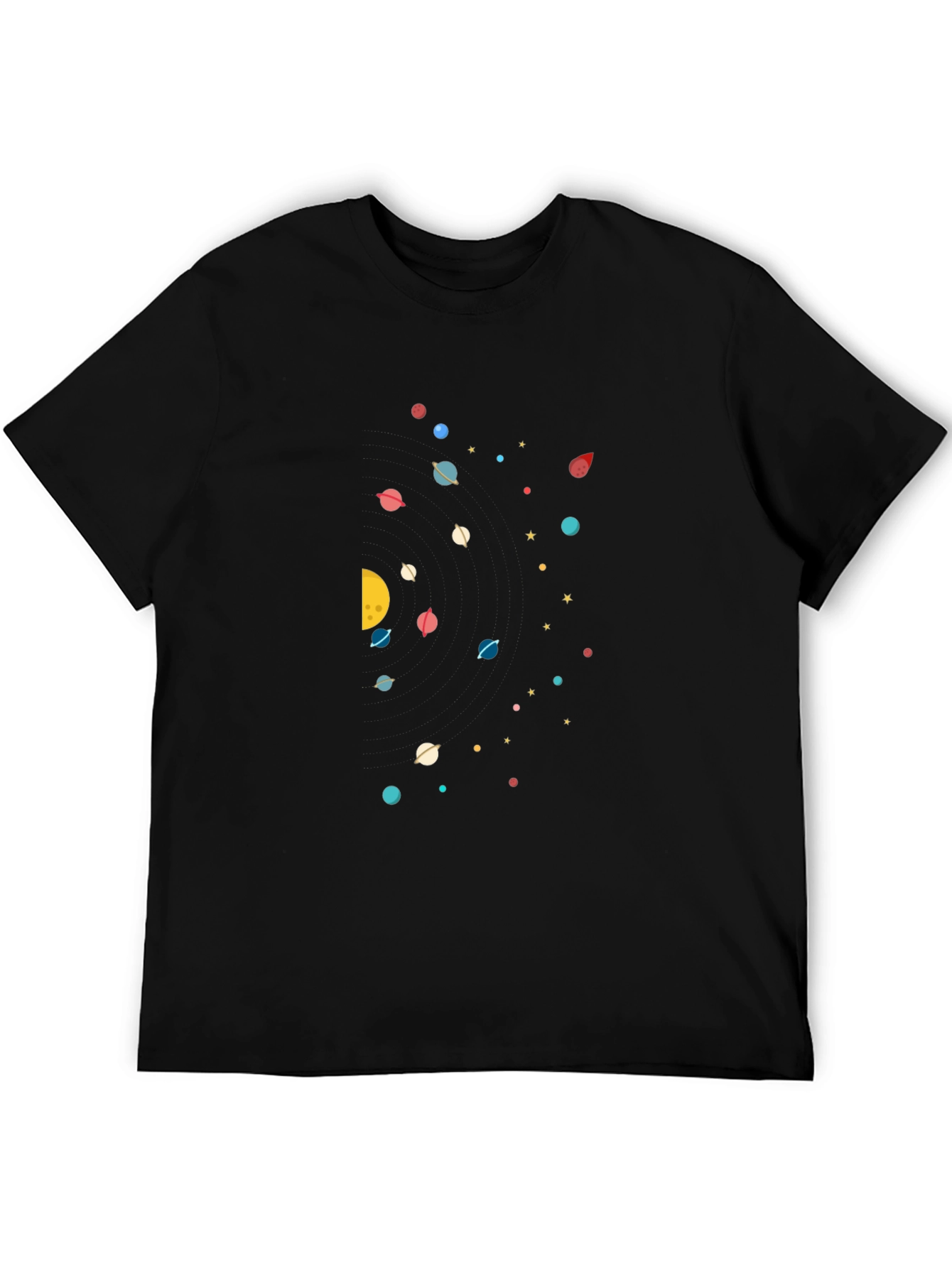Cosmic Planet Graphic Tee - Black Cotton Blend