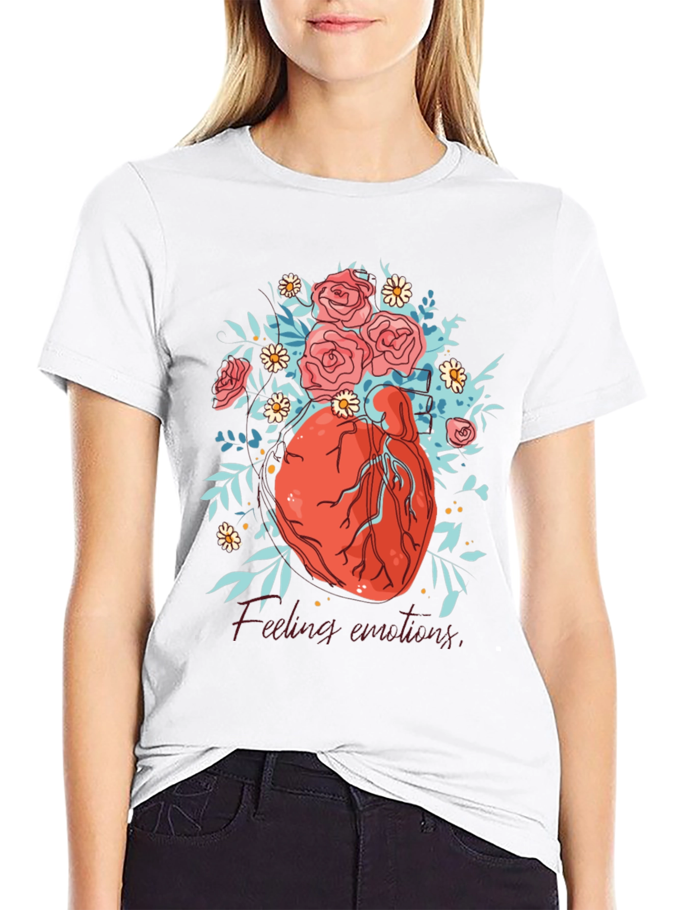 Floral Heart Graphic Tee - Express Your Emotions!
