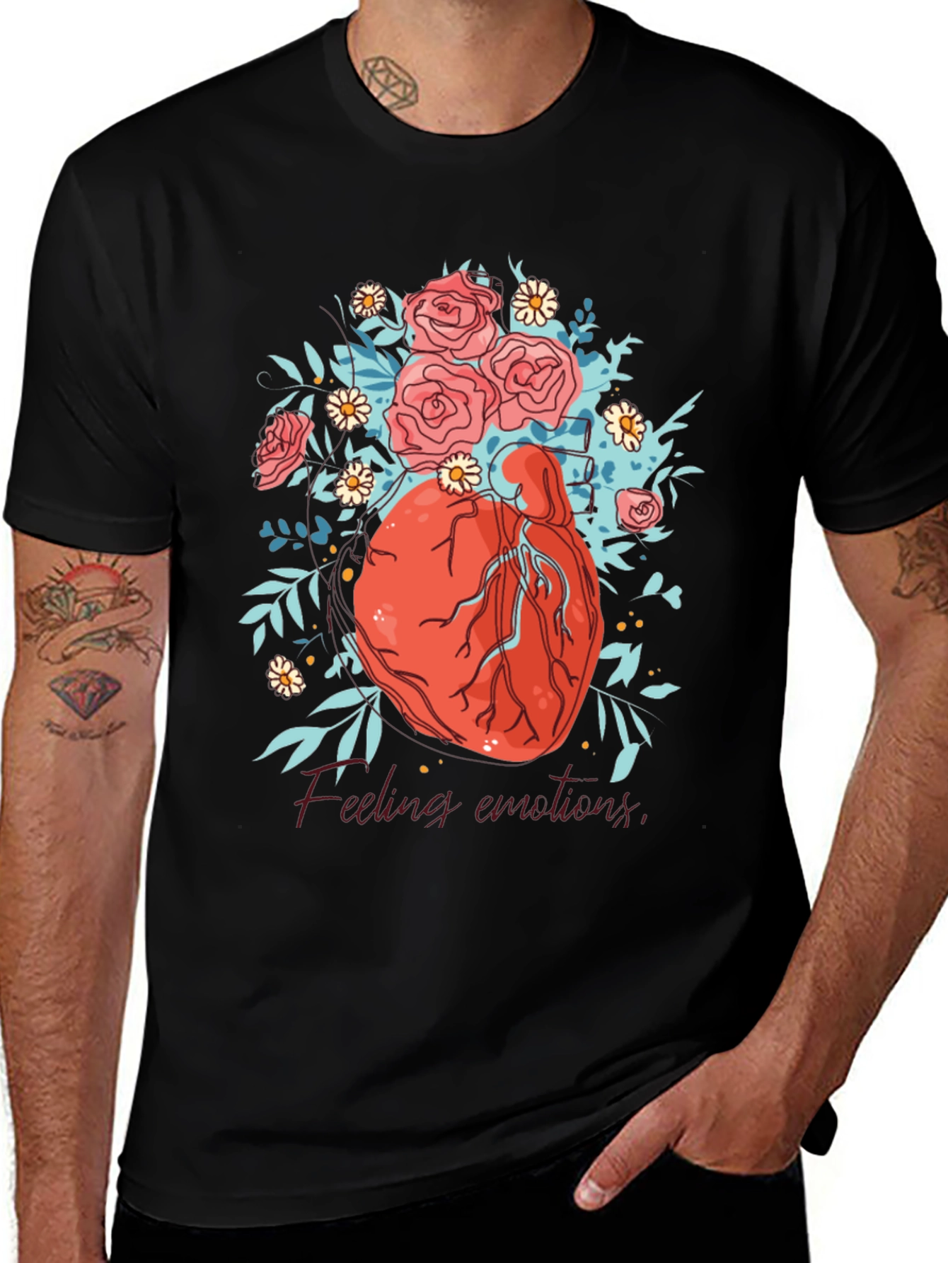 Floral Heart Graphic Tee - Express Your Emotions!