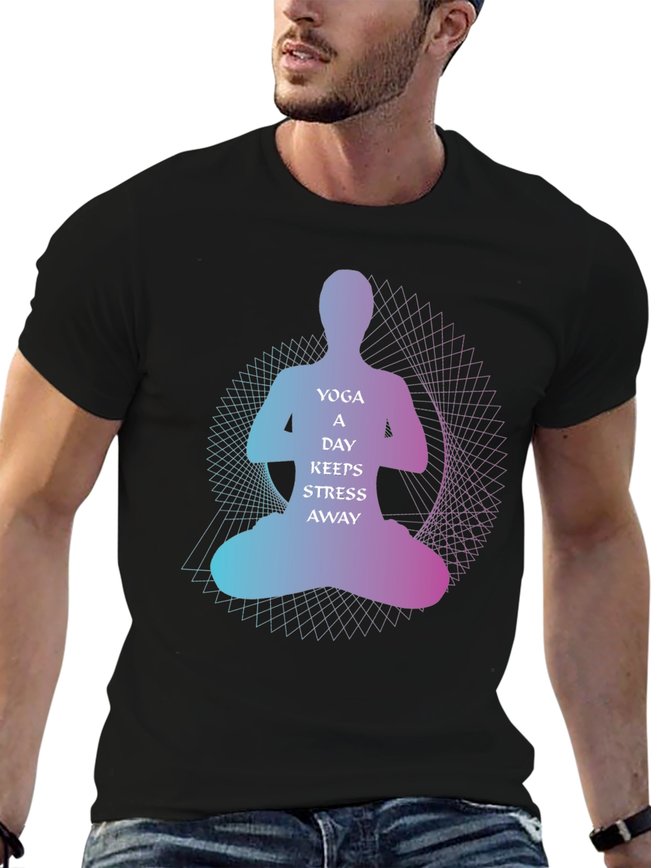 Yoga A Day Keeps Stress Away Graphic T-Shirt