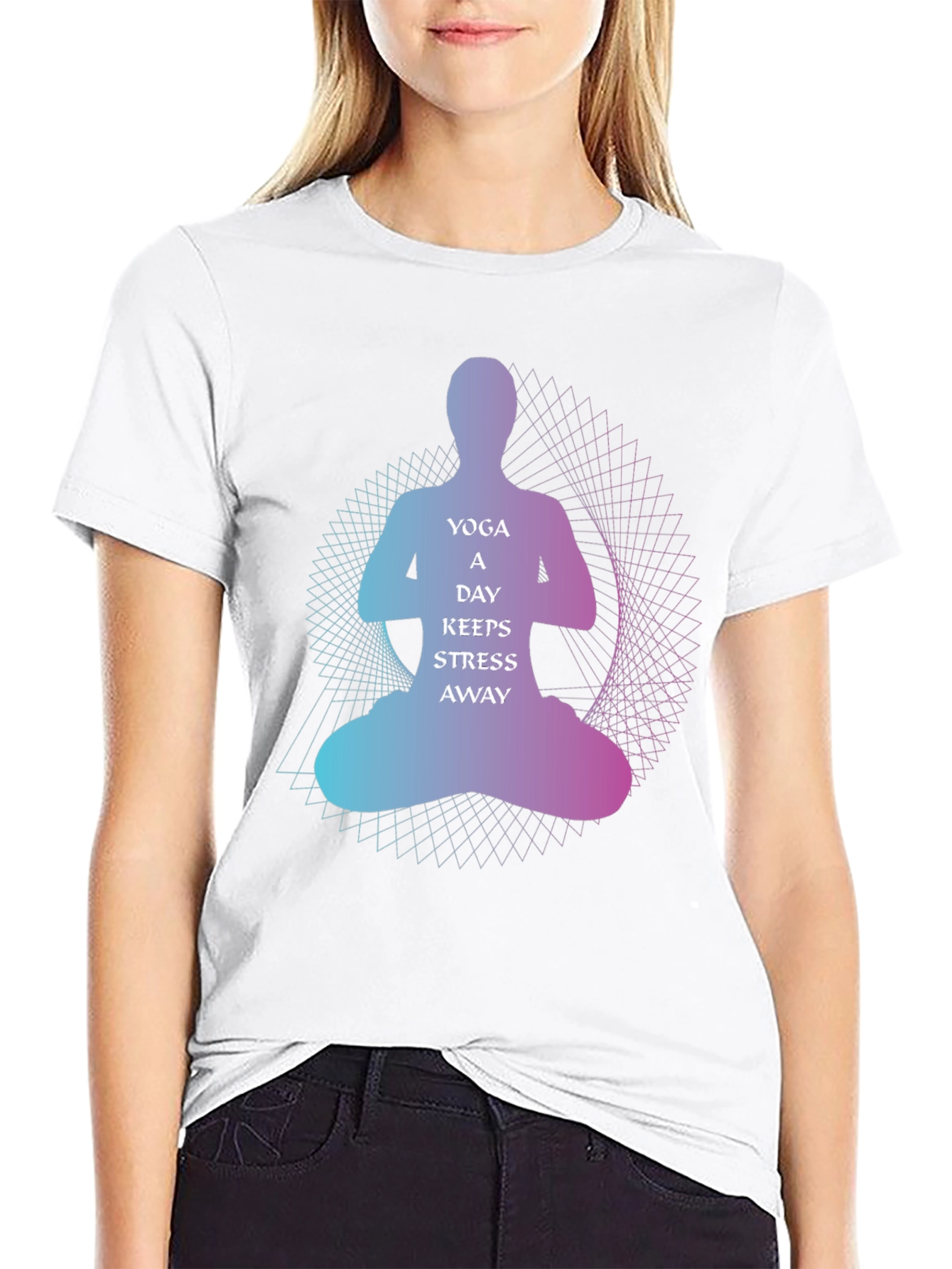 Yoga A Day Keeps Stress Away Graphic T-Shirt