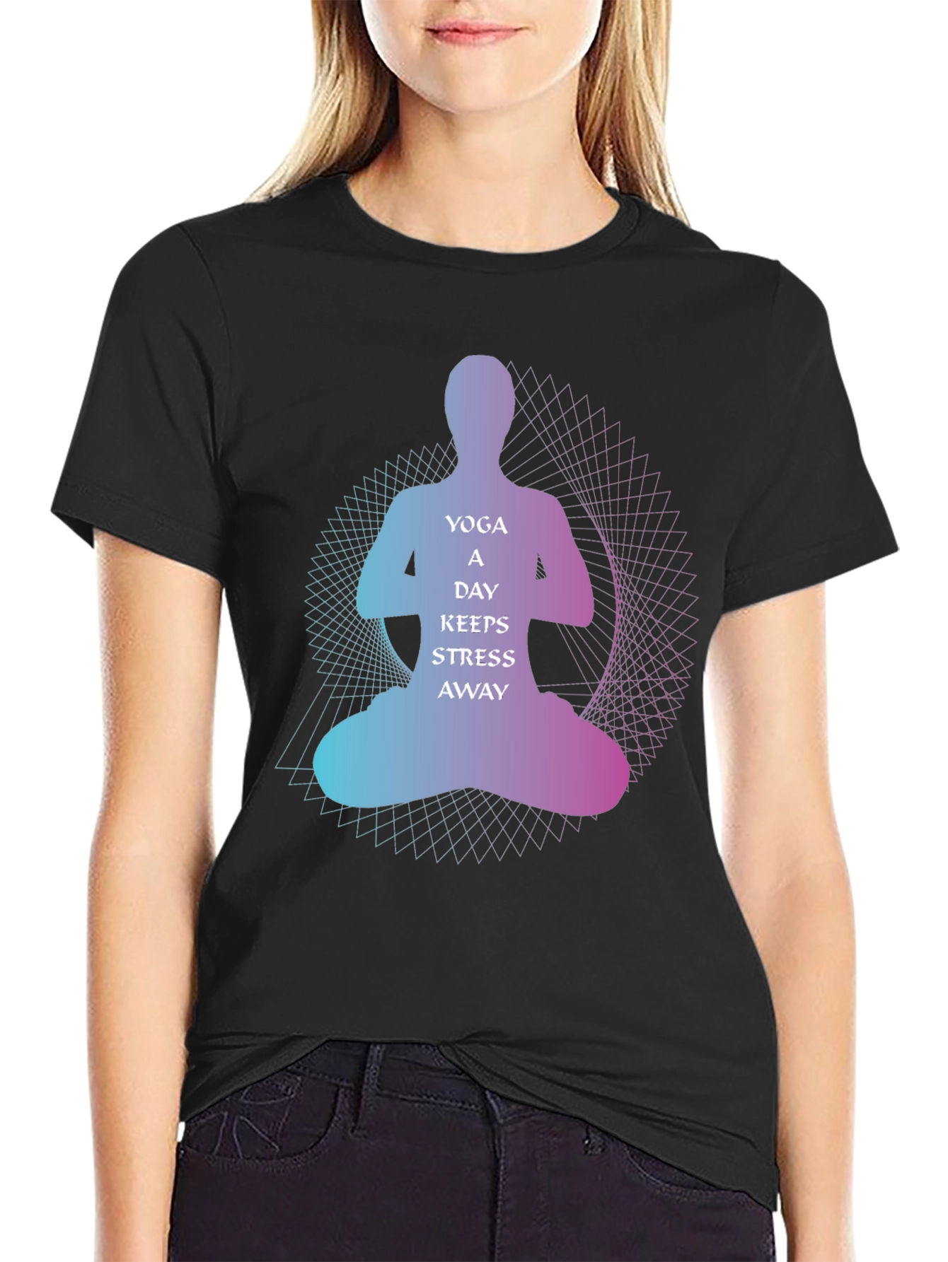 Yoga A Day Keeps Stress Away Graphic T-Shirt