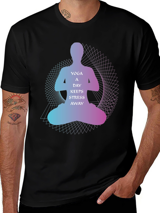Yoga A Day Keeps Stress Away Graphic T-Shirt