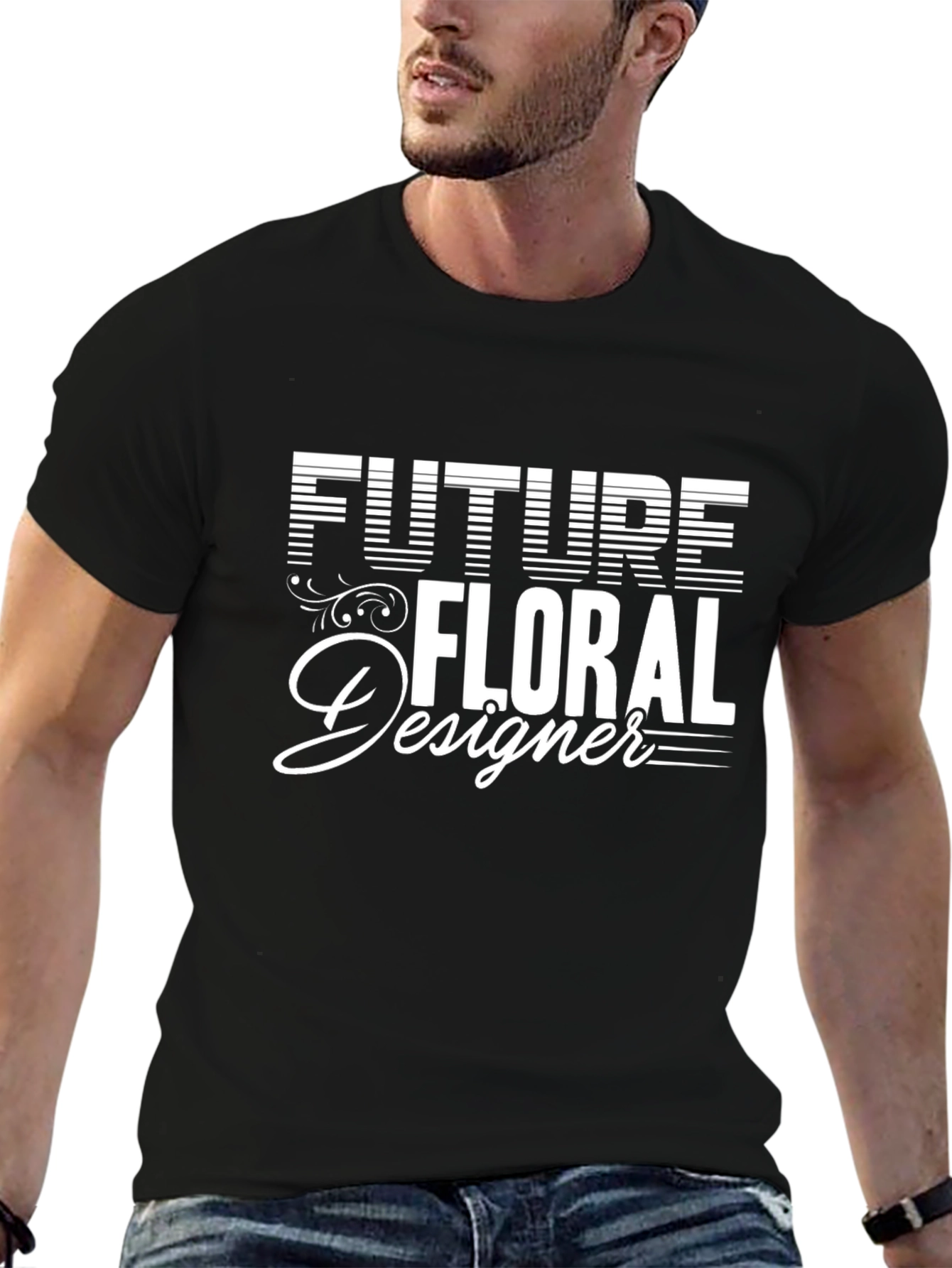 Future Floral Designer Black Graphic Tee