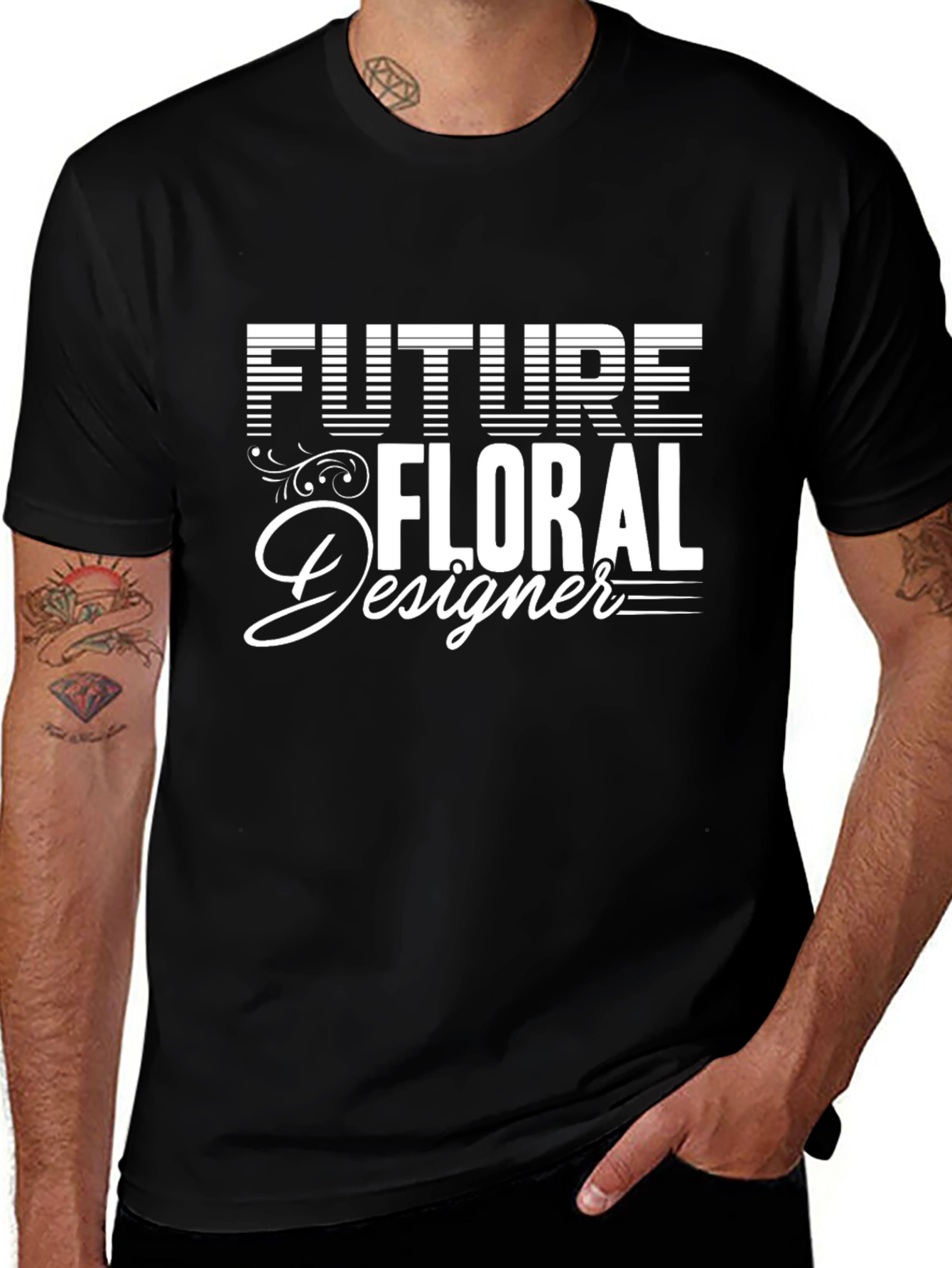 Future Floral Designer Black Graphic Tee
