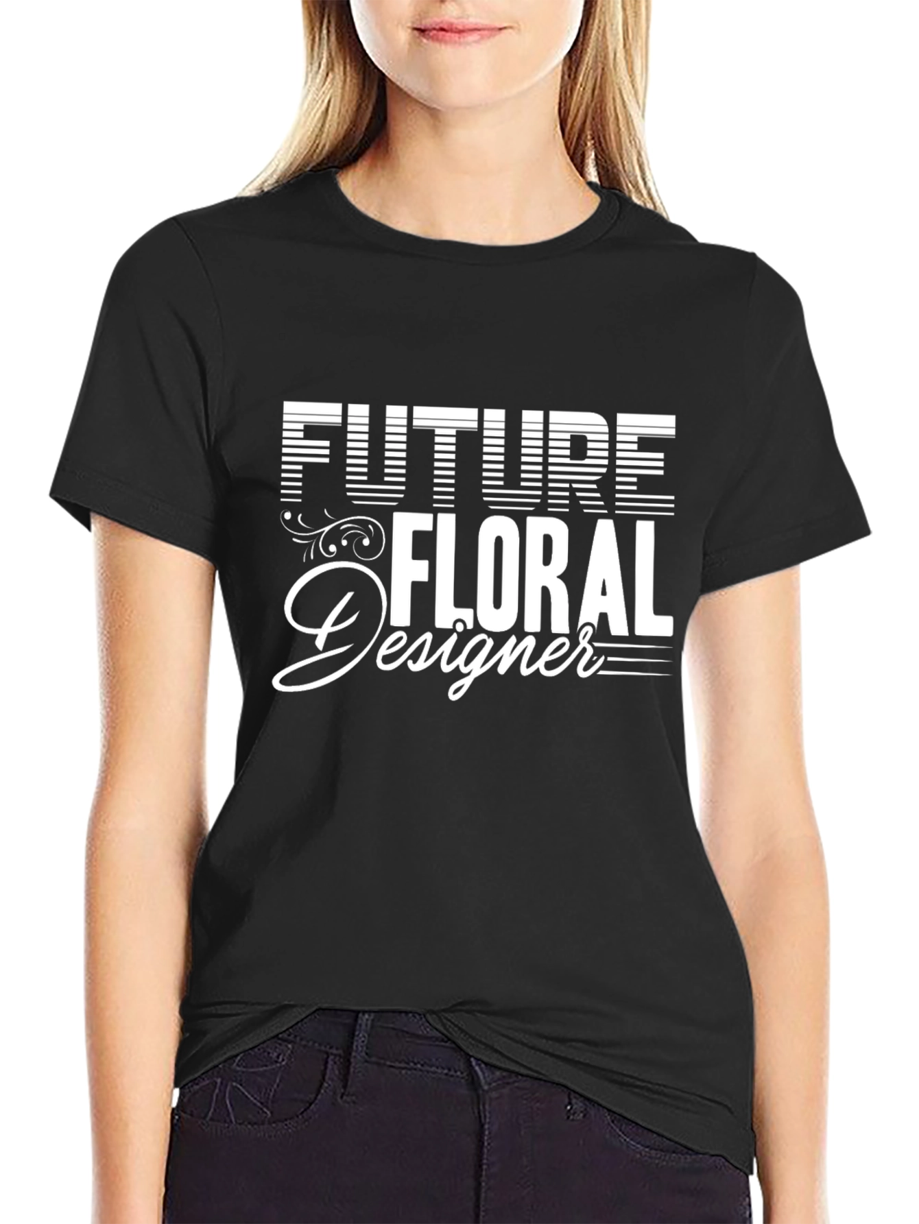 Future Floral Designer Black Graphic Tee