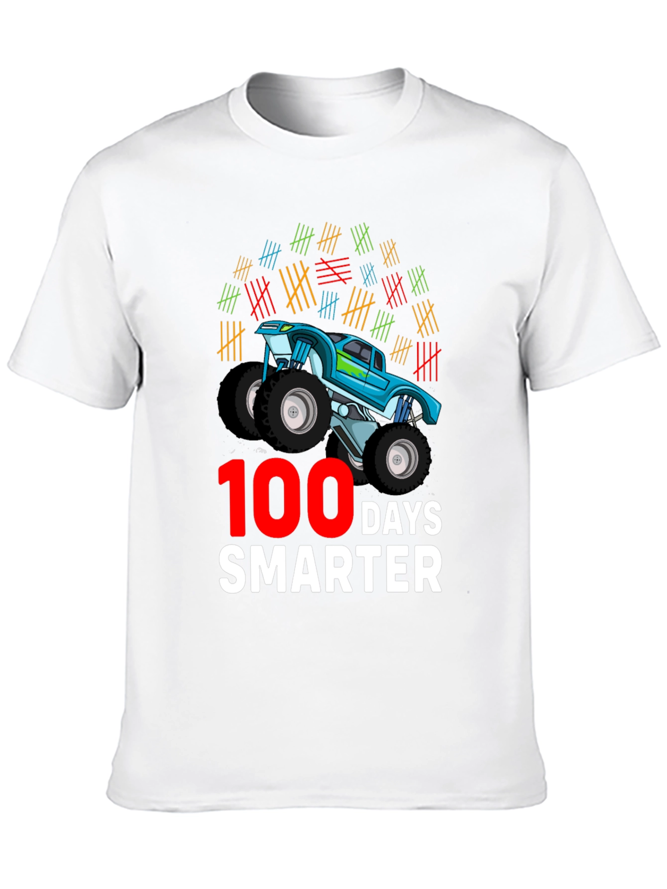 100 Days Smarter Monster Truck Graphic T-Shirt