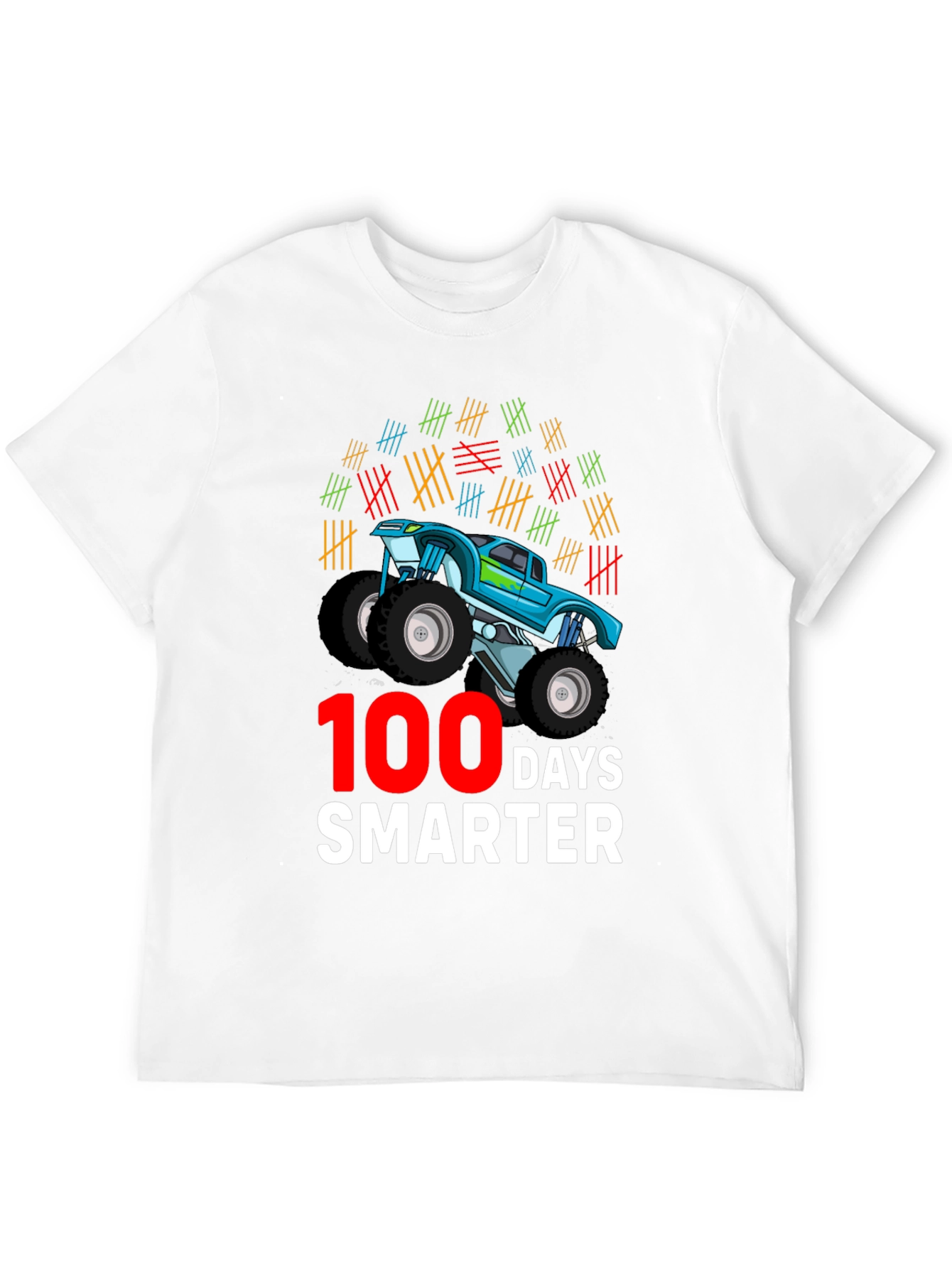 100 Days Smarter Monster Truck Graphic T-Shirt