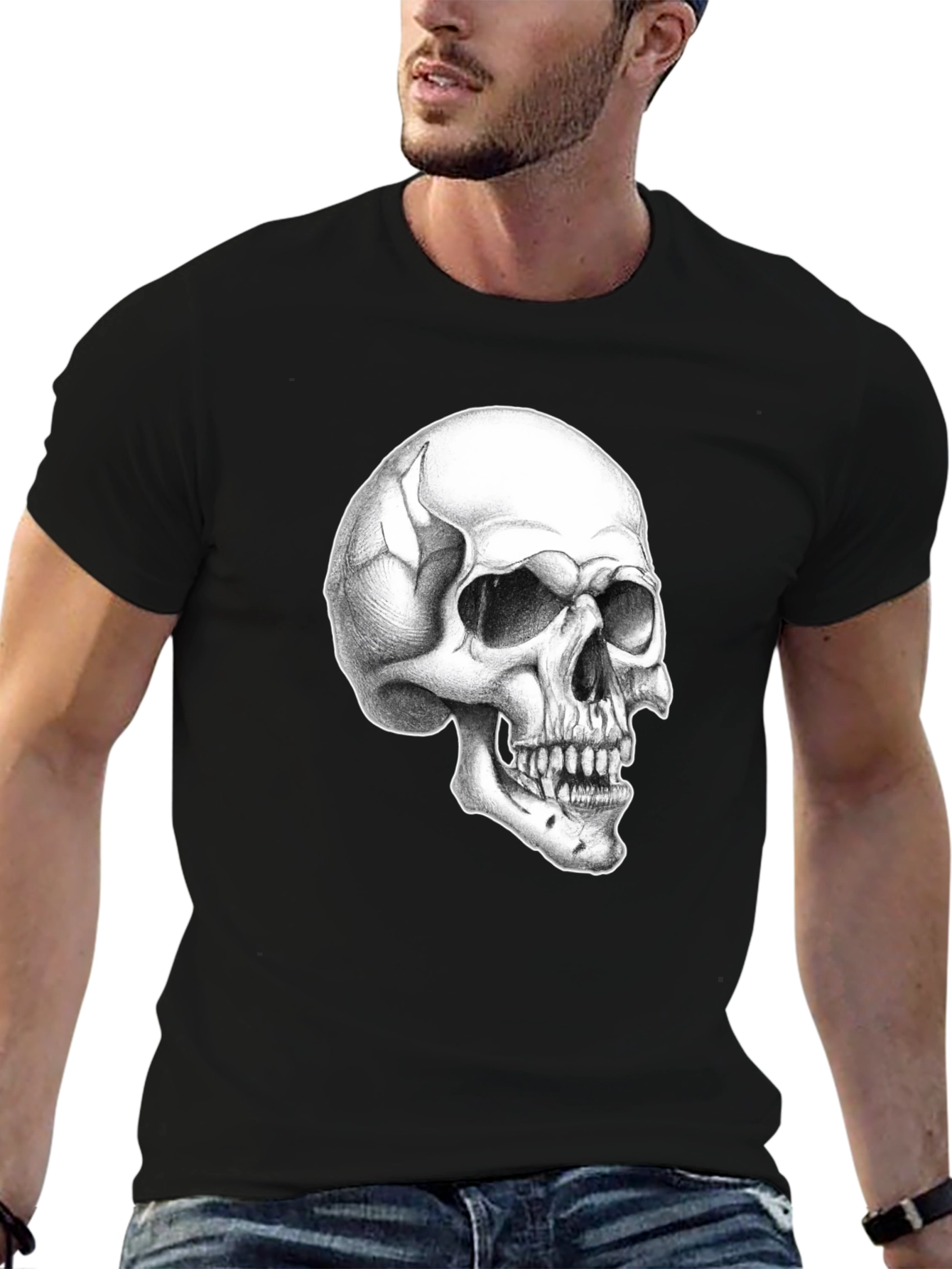 Skull Graphic Tee - Classic Black Cotton T-Shirt