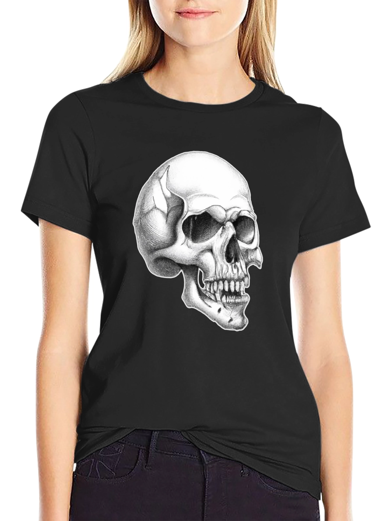 Skull Graphic Tee - Classic Black Cotton T-Shirt