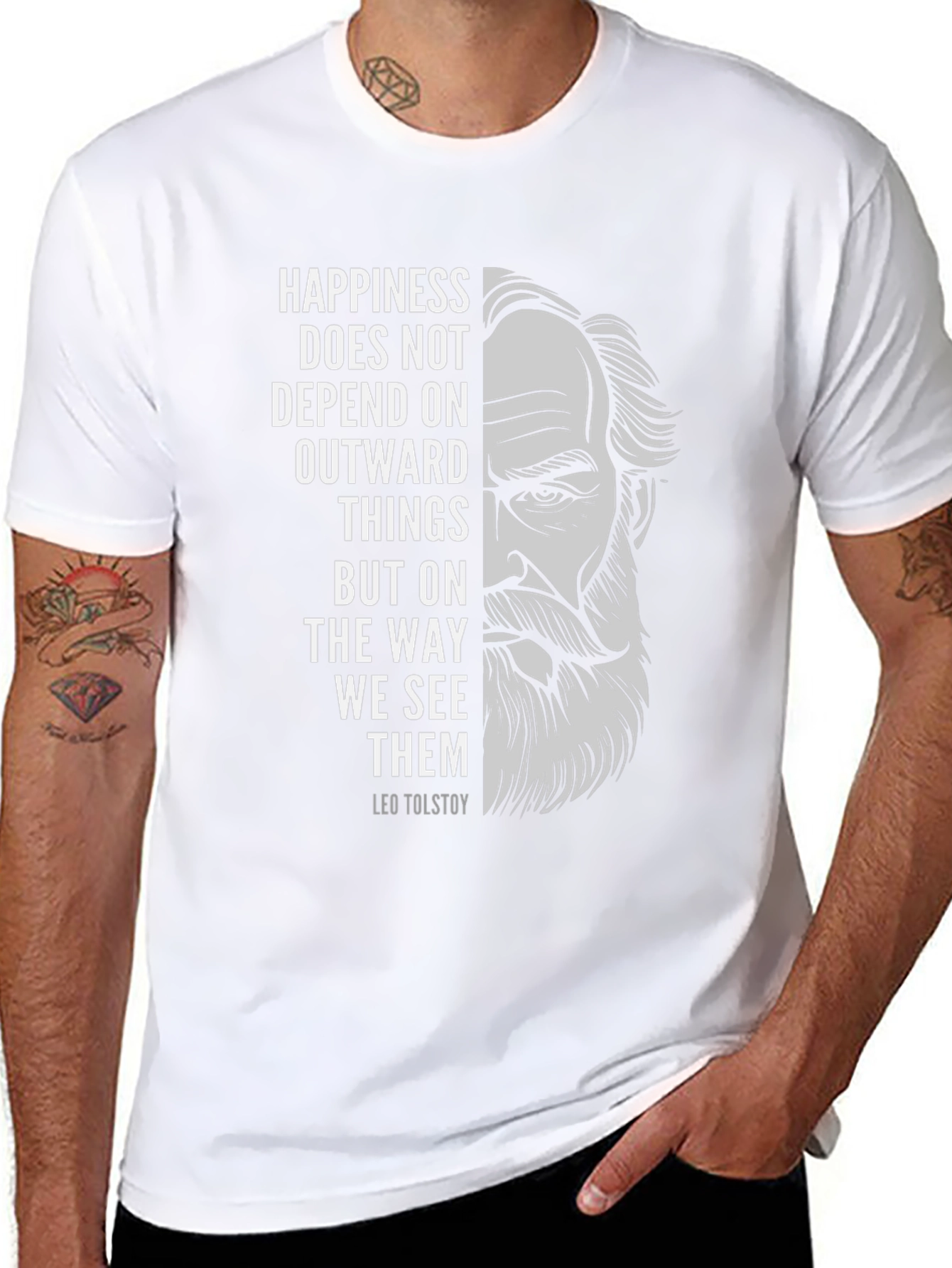 Leo Tolstoy Quote Graphic Tee - Happiness Matters T-Shirt