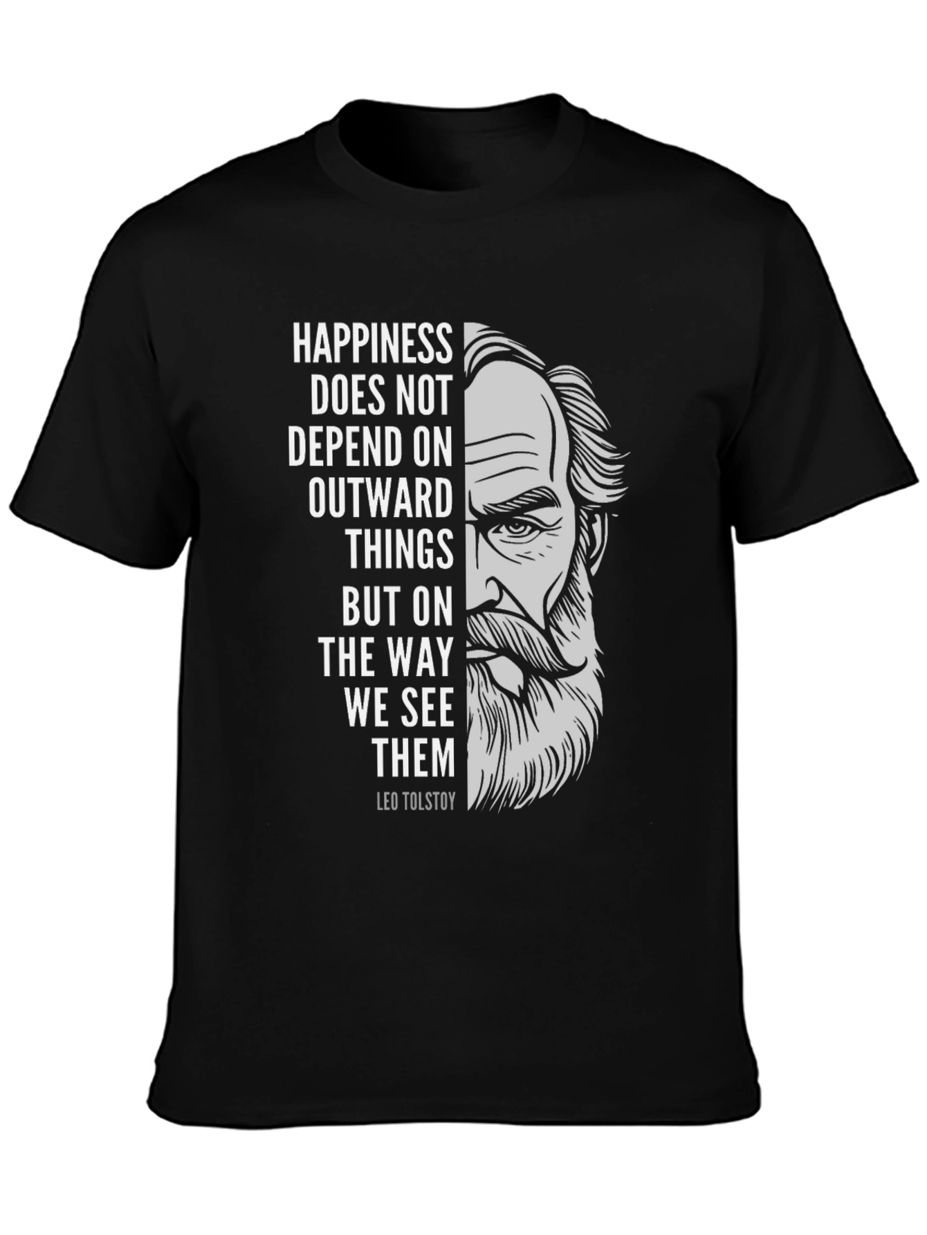 Leo Tolstoy Quote Graphic Tee - Happiness Matters T-Shirt