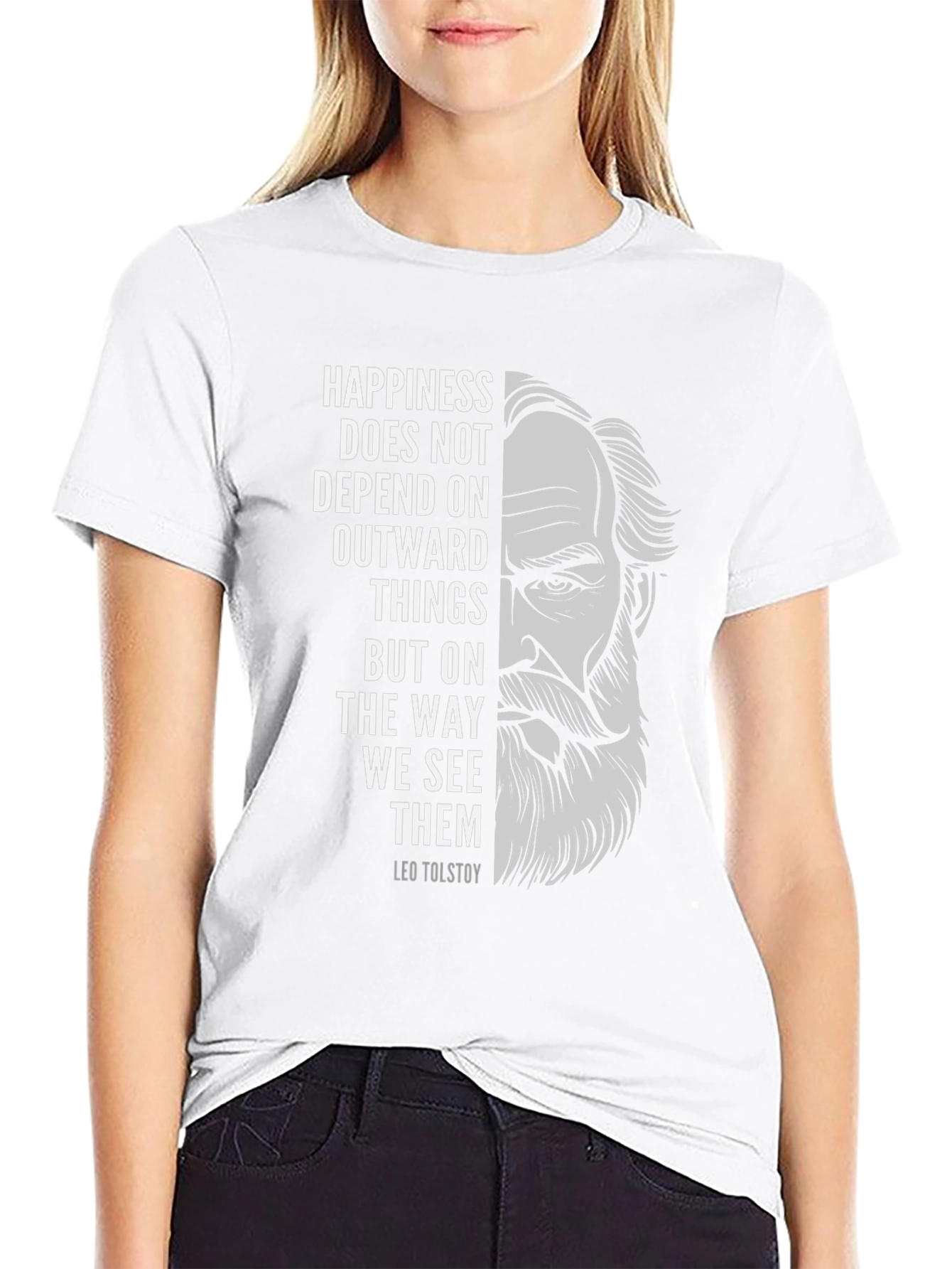 Leo Tolstoy Quote Graphic Tee - Happiness Matters T-Shirt