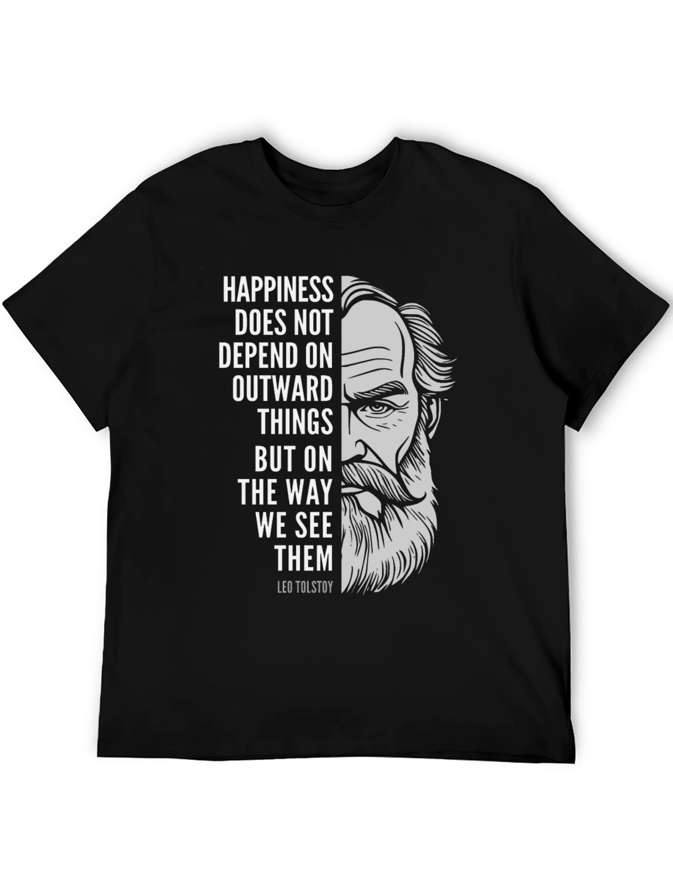 Leo Tolstoy Quote Graphic Tee - Happiness Matters T-Shirt