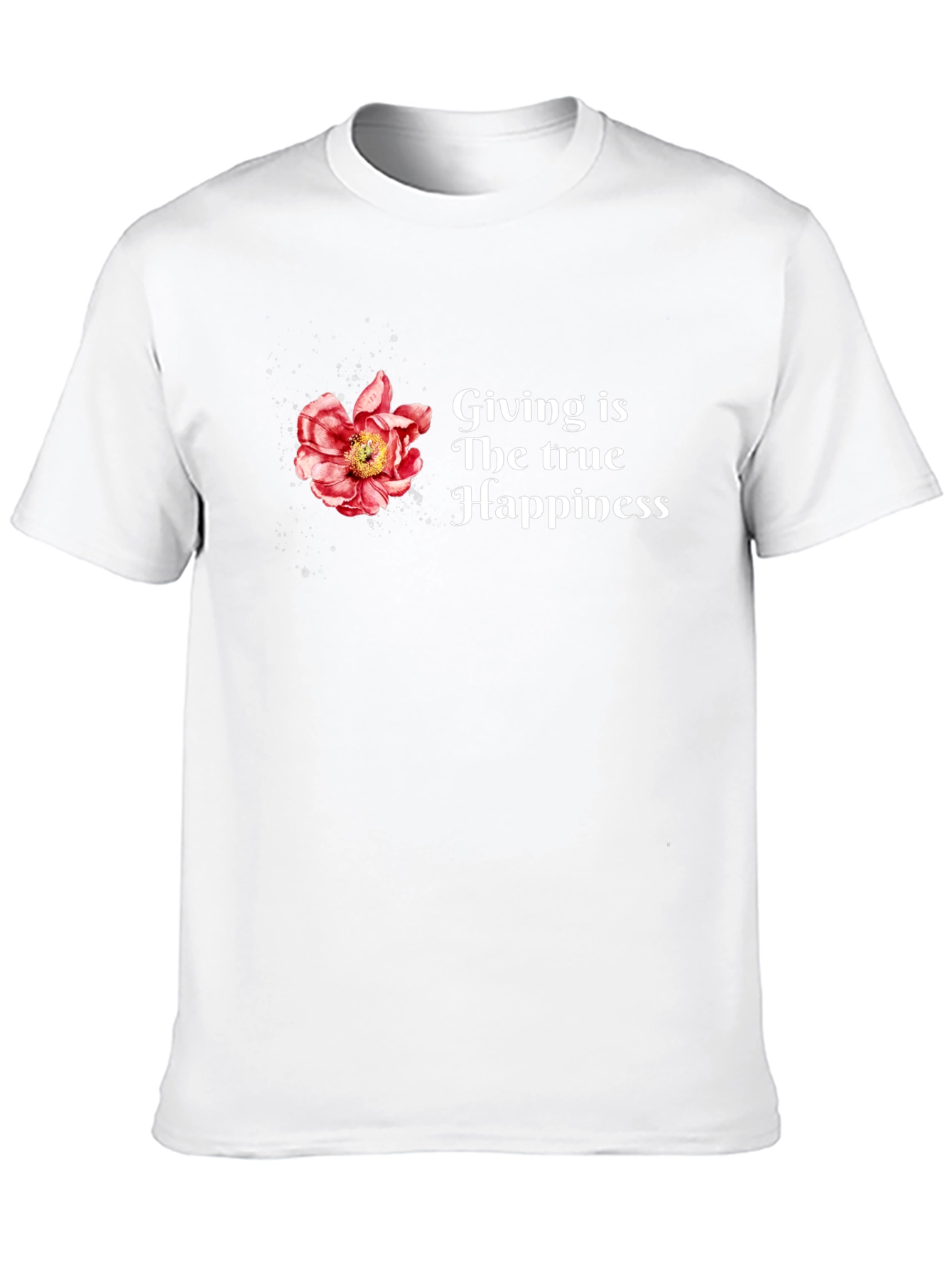 Floral Giving is True Happiness Black T-Shirt
