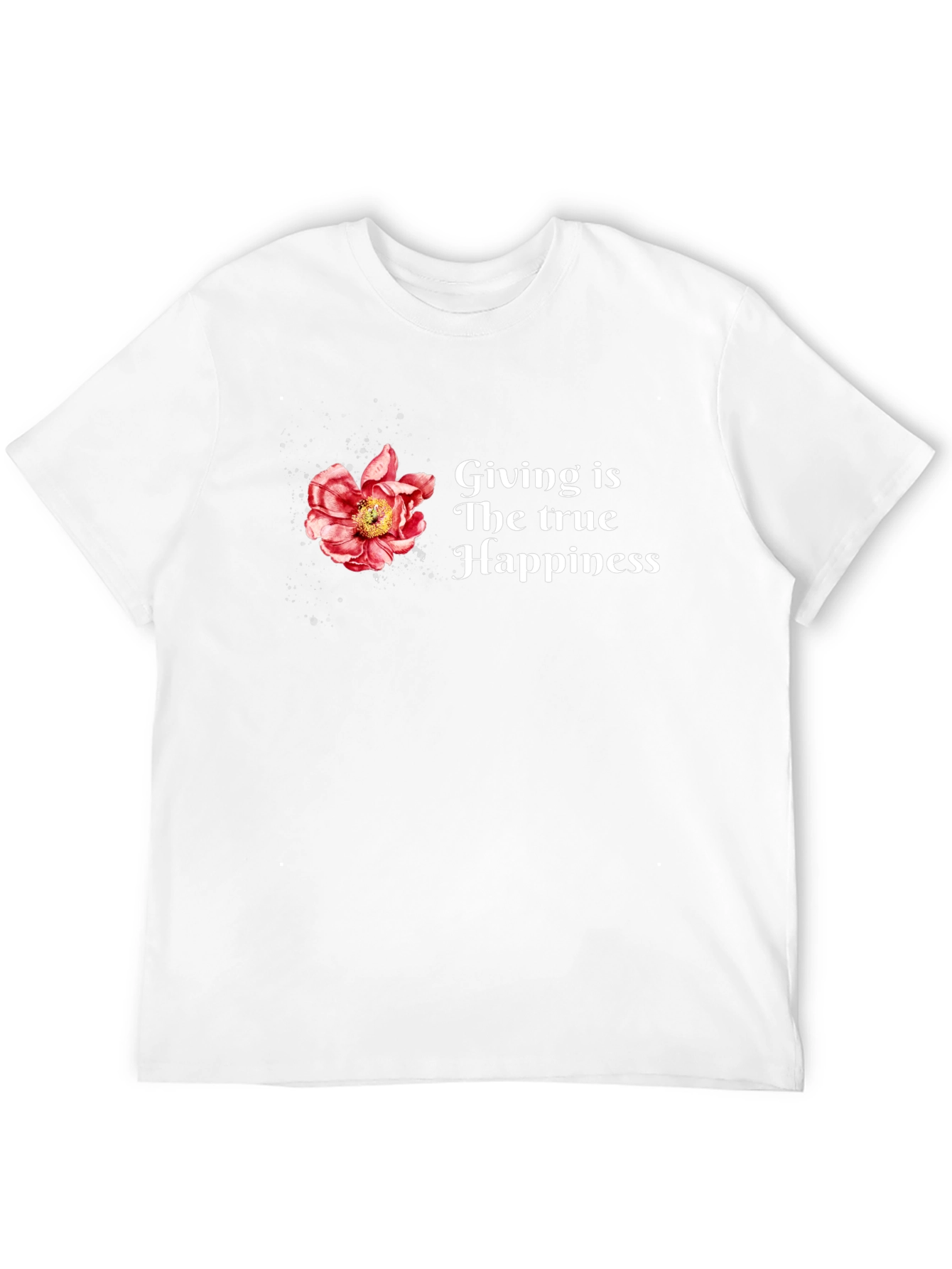 Floral Giving is True Happiness Black T-Shirt