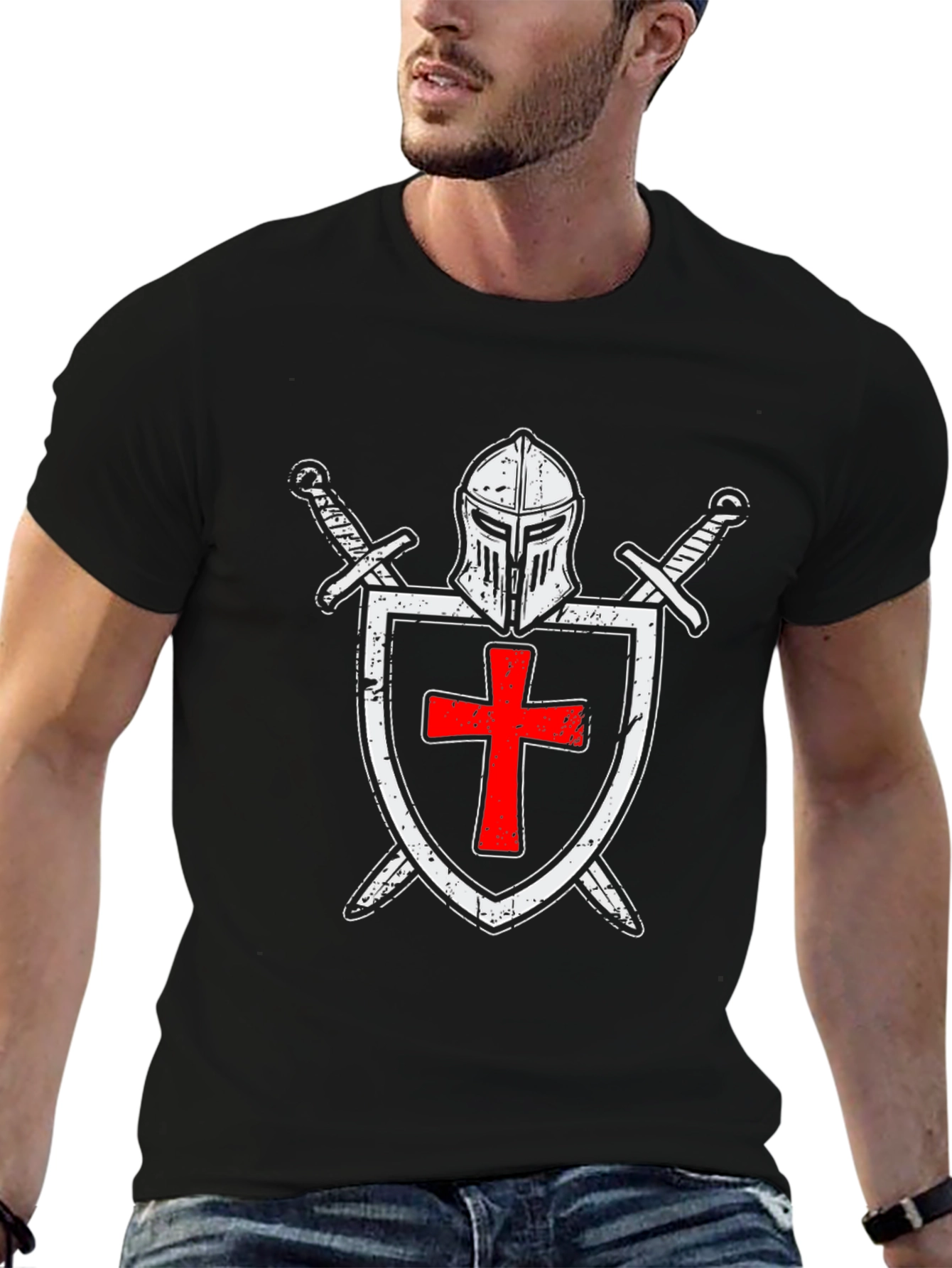 Crusader Knight T-Shirt - Templar Shield Design
