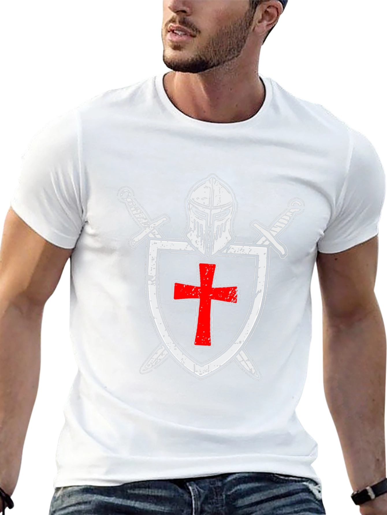 Crusader Knight T-Shirt - Templar Shield Design