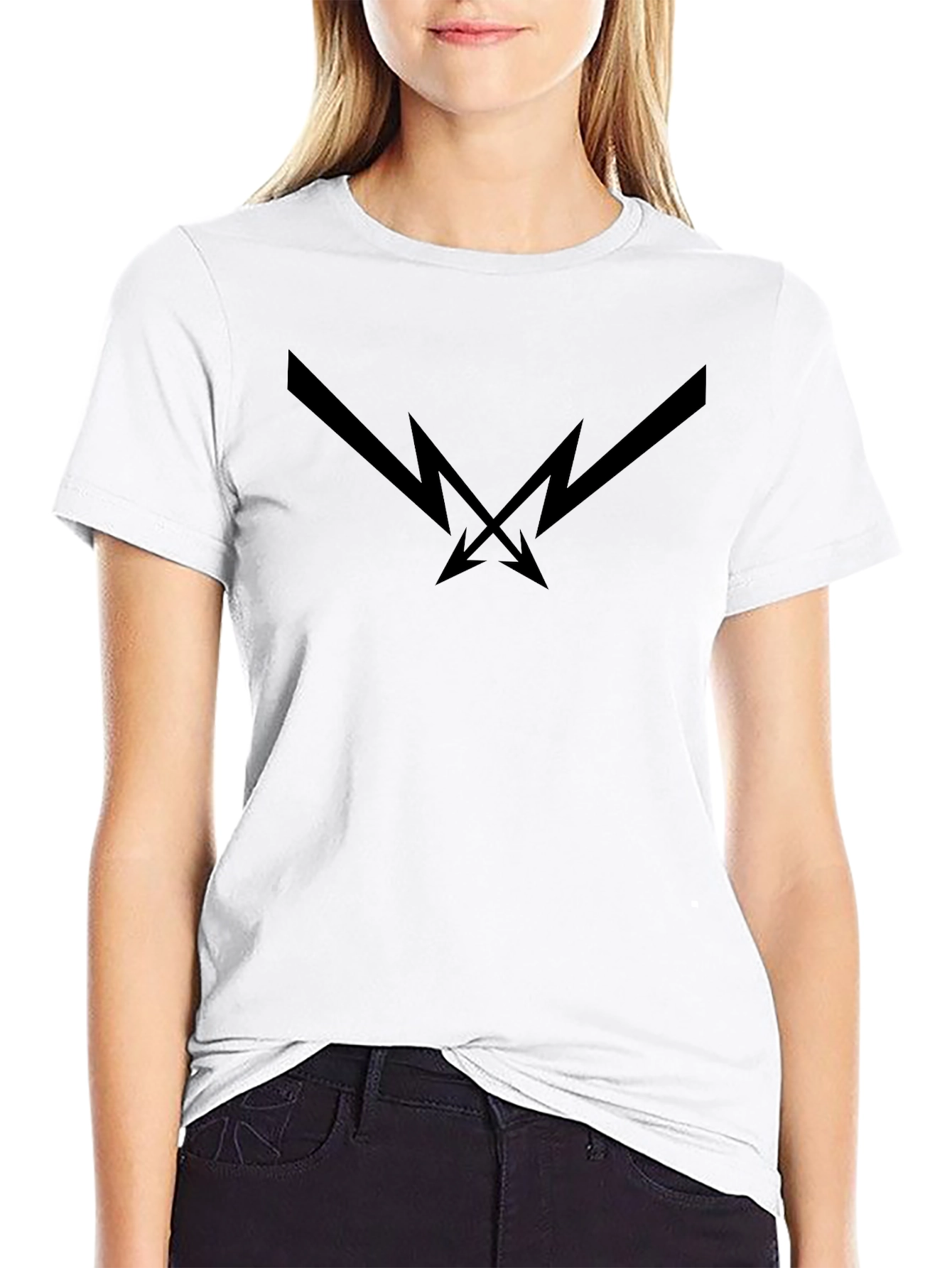 Black Graphic Tee - Lightning Bolt Arrow Design