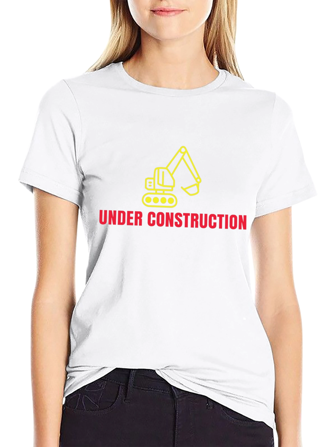 Under Construction Excavator Graphic T-Shirt