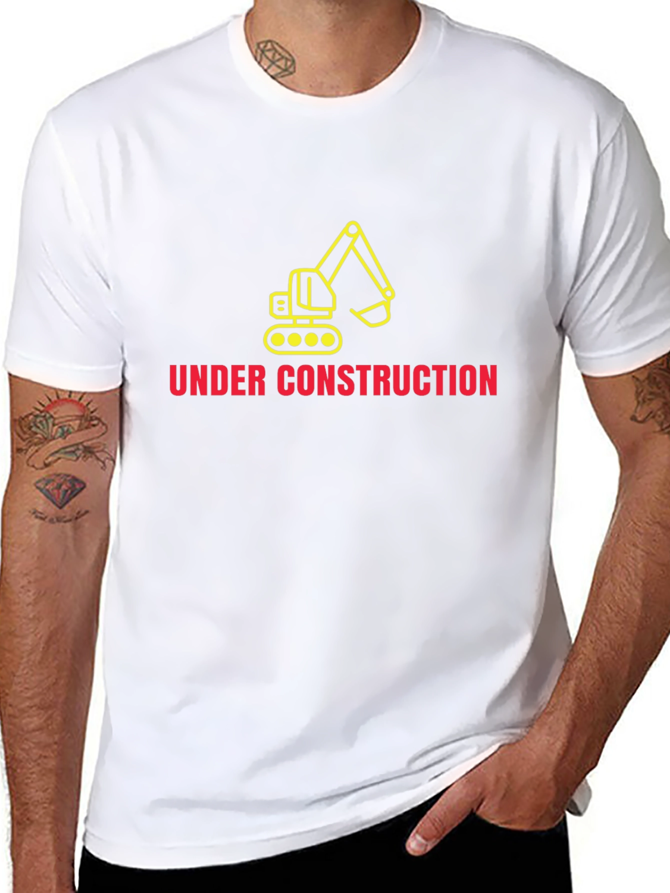 Under Construction Excavator Graphic T-Shirt